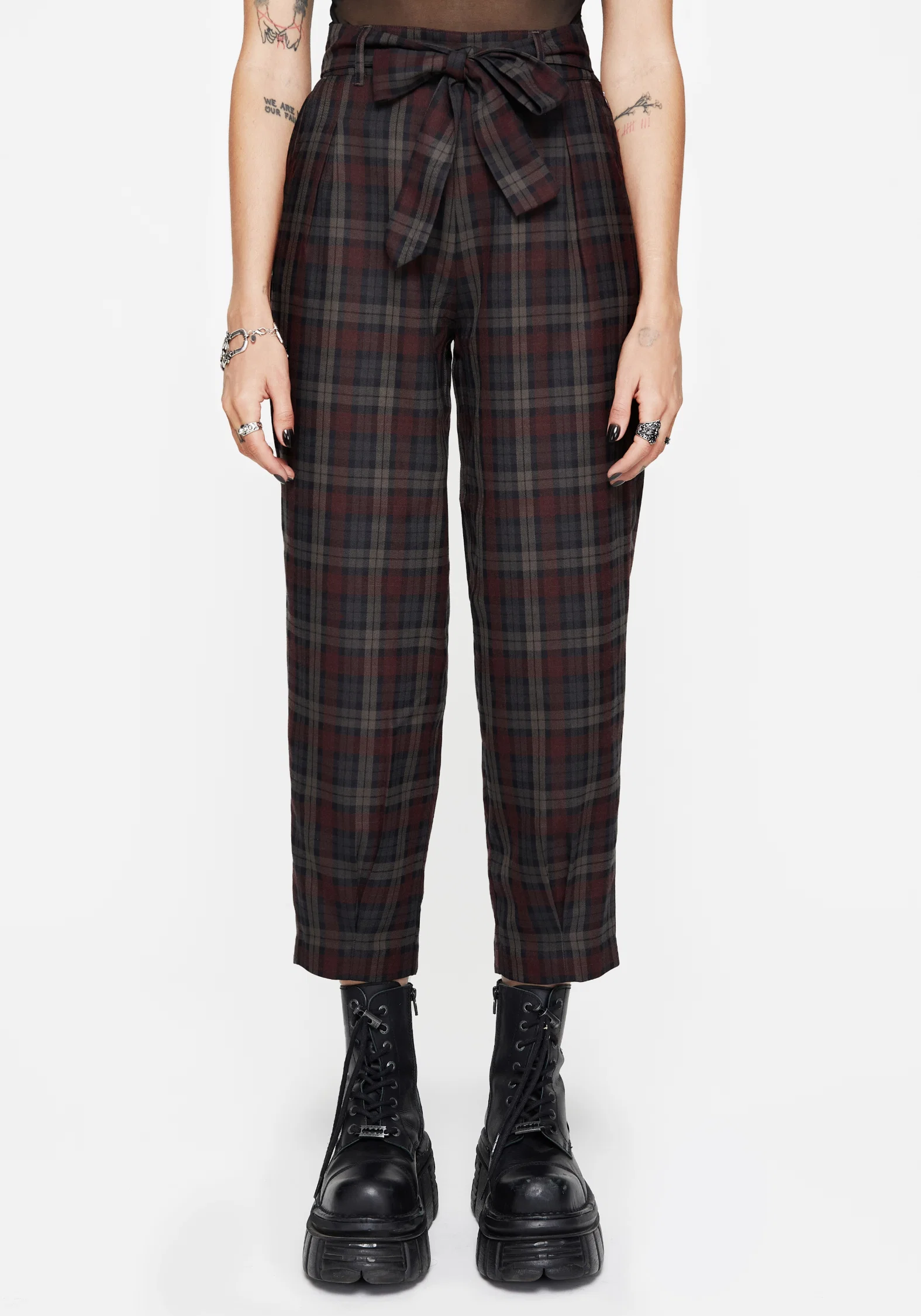 Kalma Check Tie Belt Tapered Trouser - Image 4
