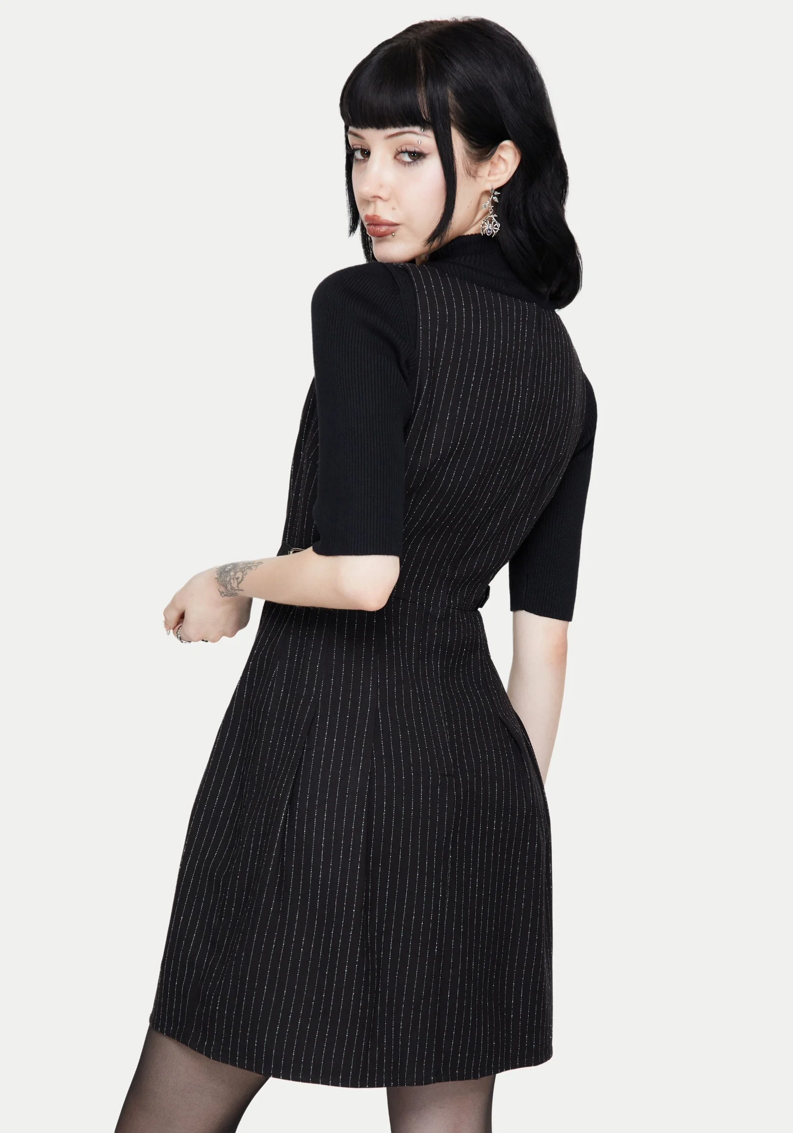 Katya Striped Mini Pinafore Dress - Image 3