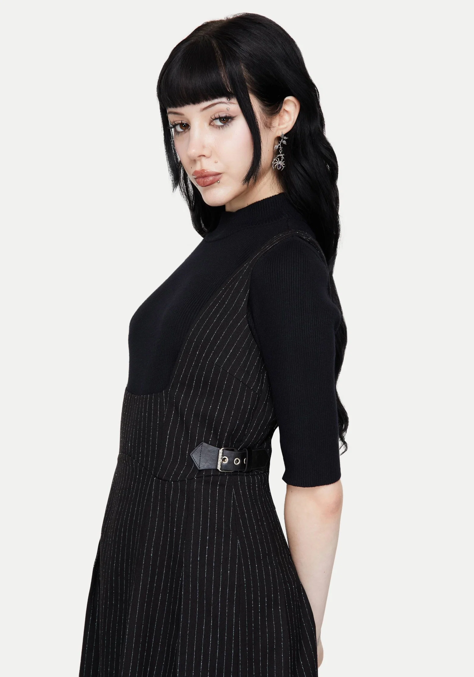 Katya Striped Mini Pinafore Dress - Image 4
