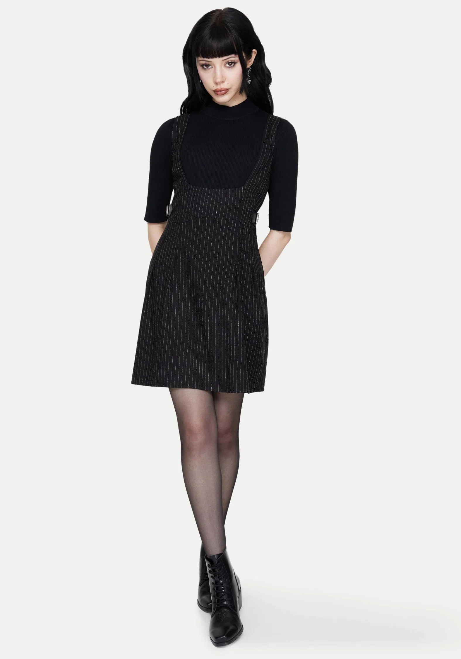 Katya Striped Mini Pinafore Dress - Image 5