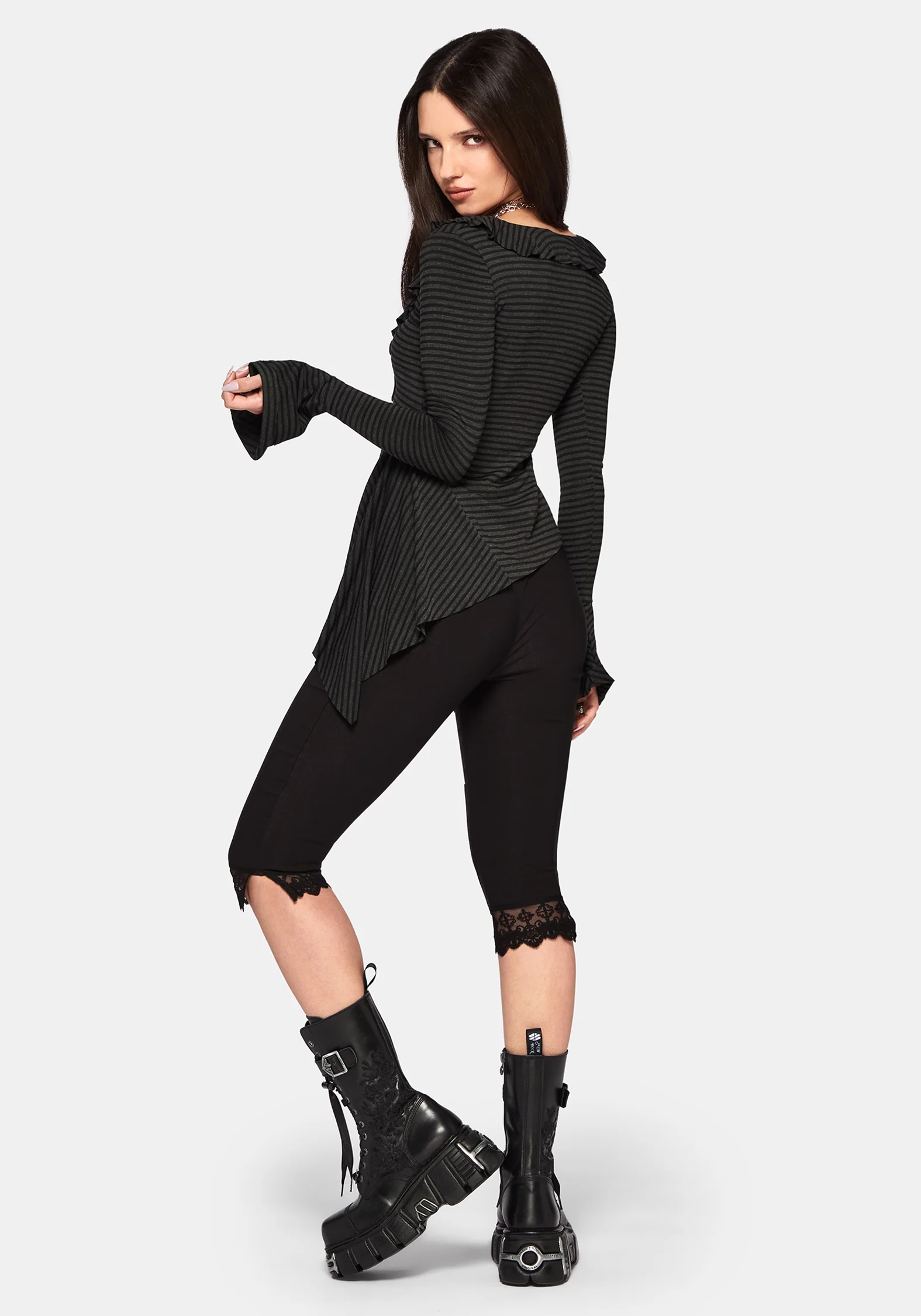 Kayla Stripe Frill Jersey Top - Image 3