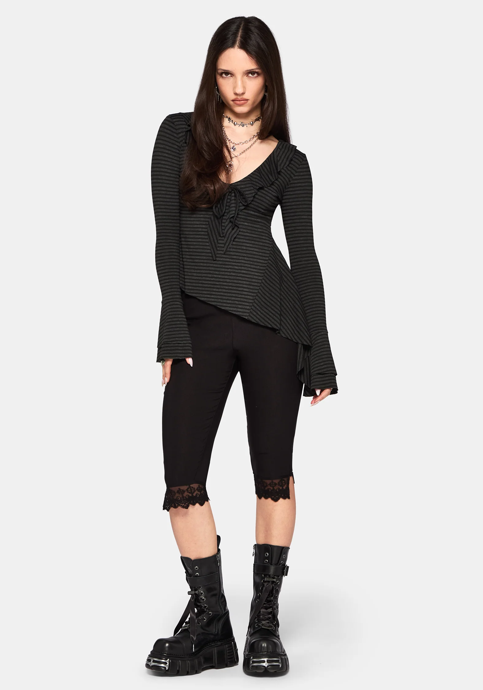 Kayla Stripe Frill Jersey Top - Image 6