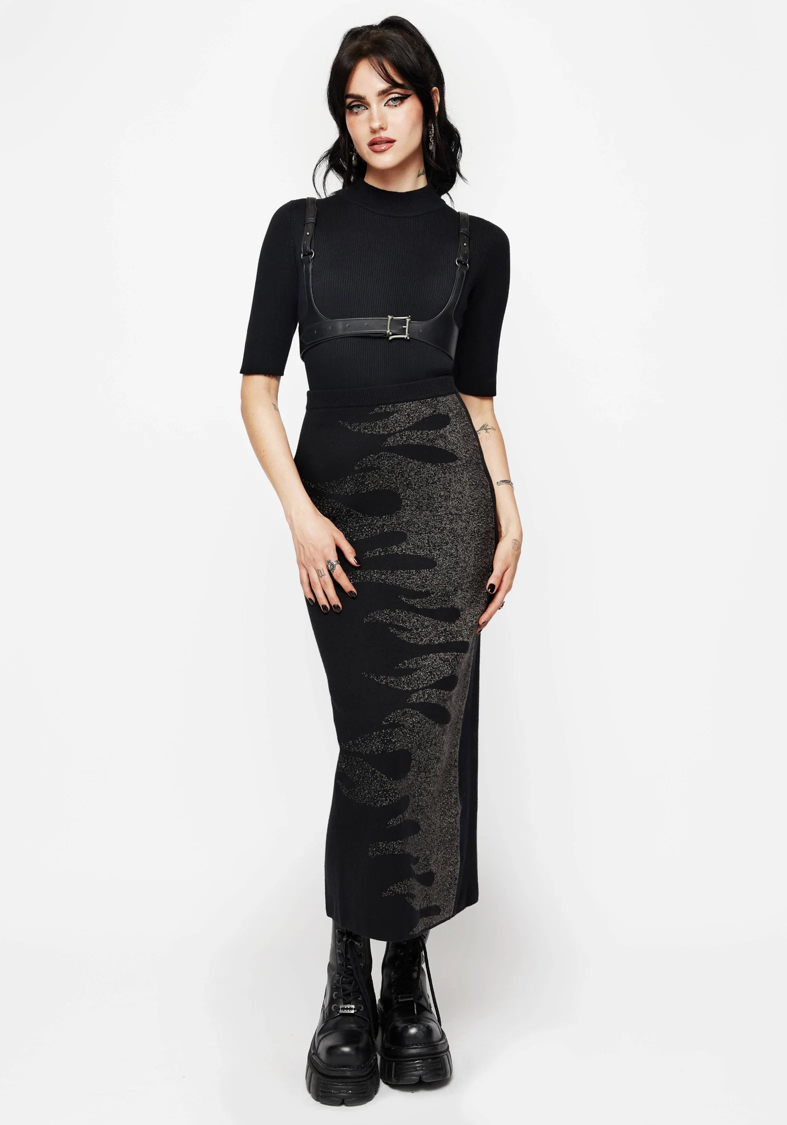 Kenna Flame Lurex Knit Maxi Skirt - Image 5