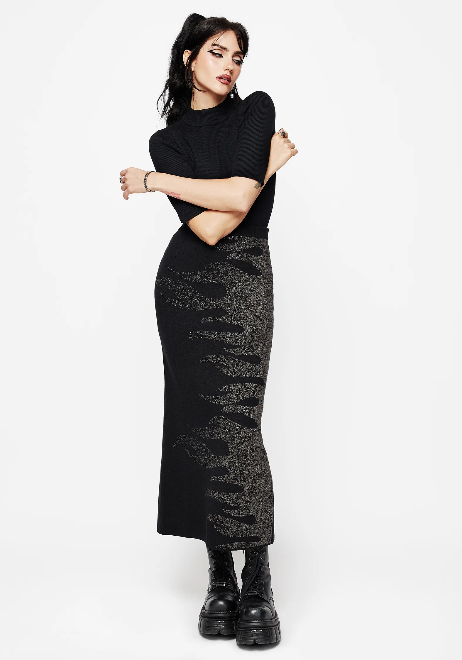 Kenna Flame Lurex Knit Maxi Skirt - Image 6