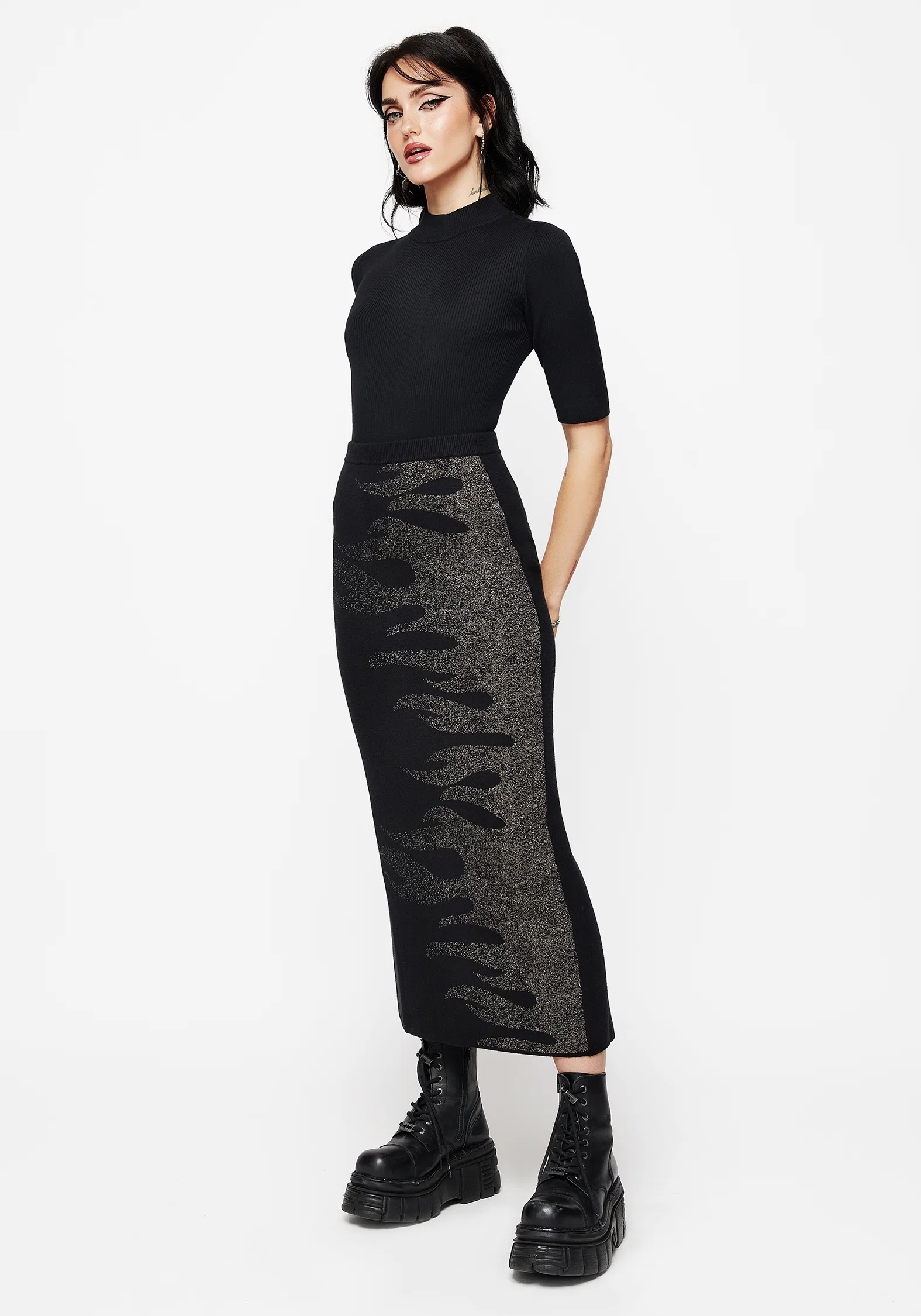 Kenna Flame Lurex Knit Maxi Skirt - Image 7
