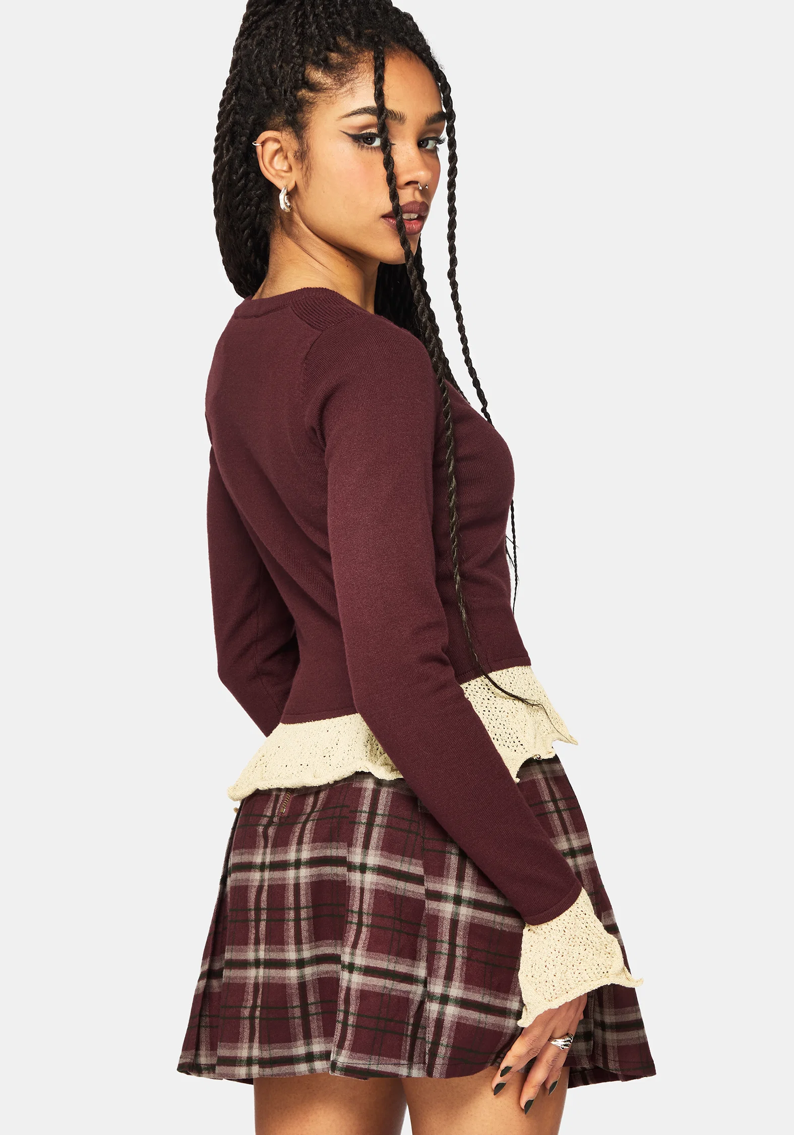 Kiera Pointelle Trim Knit Cardigan - Image 3