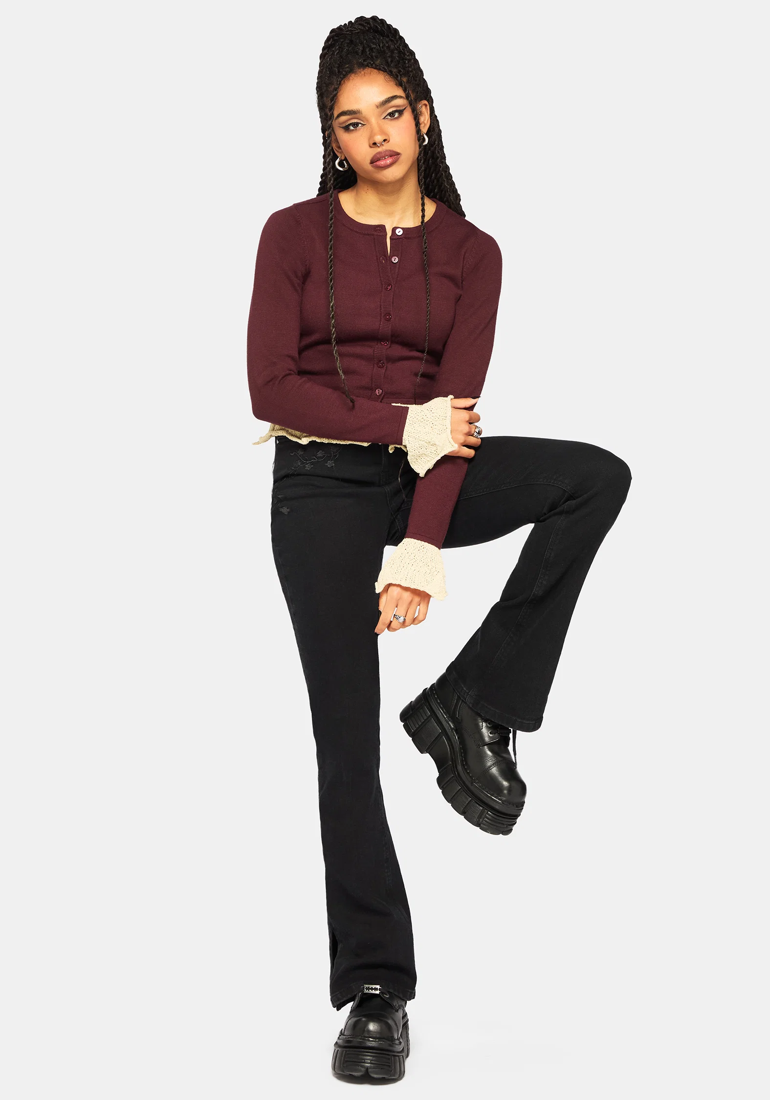 Kiera Pointelle Trim Knit Cardigan - Image 4