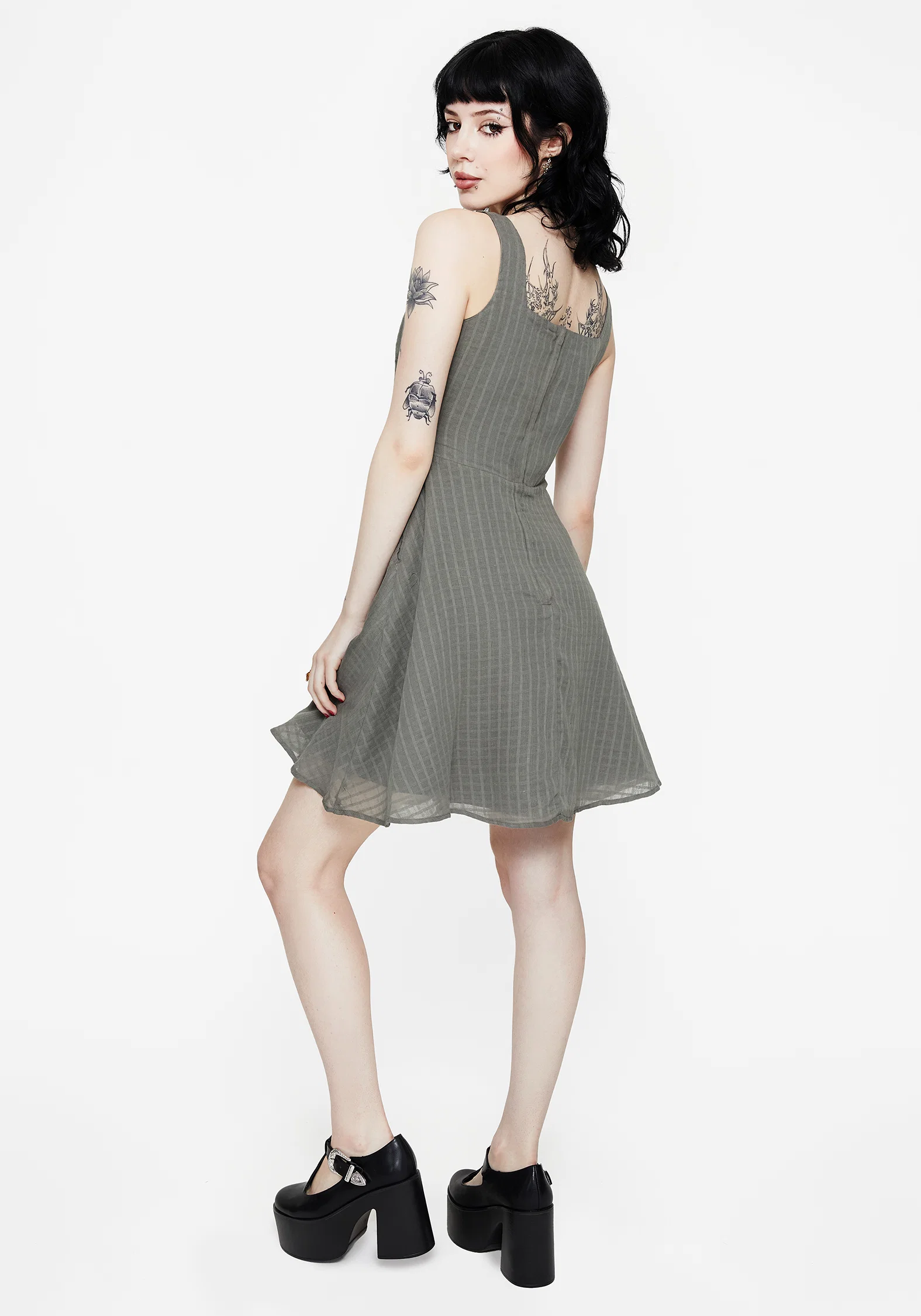 Koax Cotton Embroidered Pinafore Mini Dress - Image 3