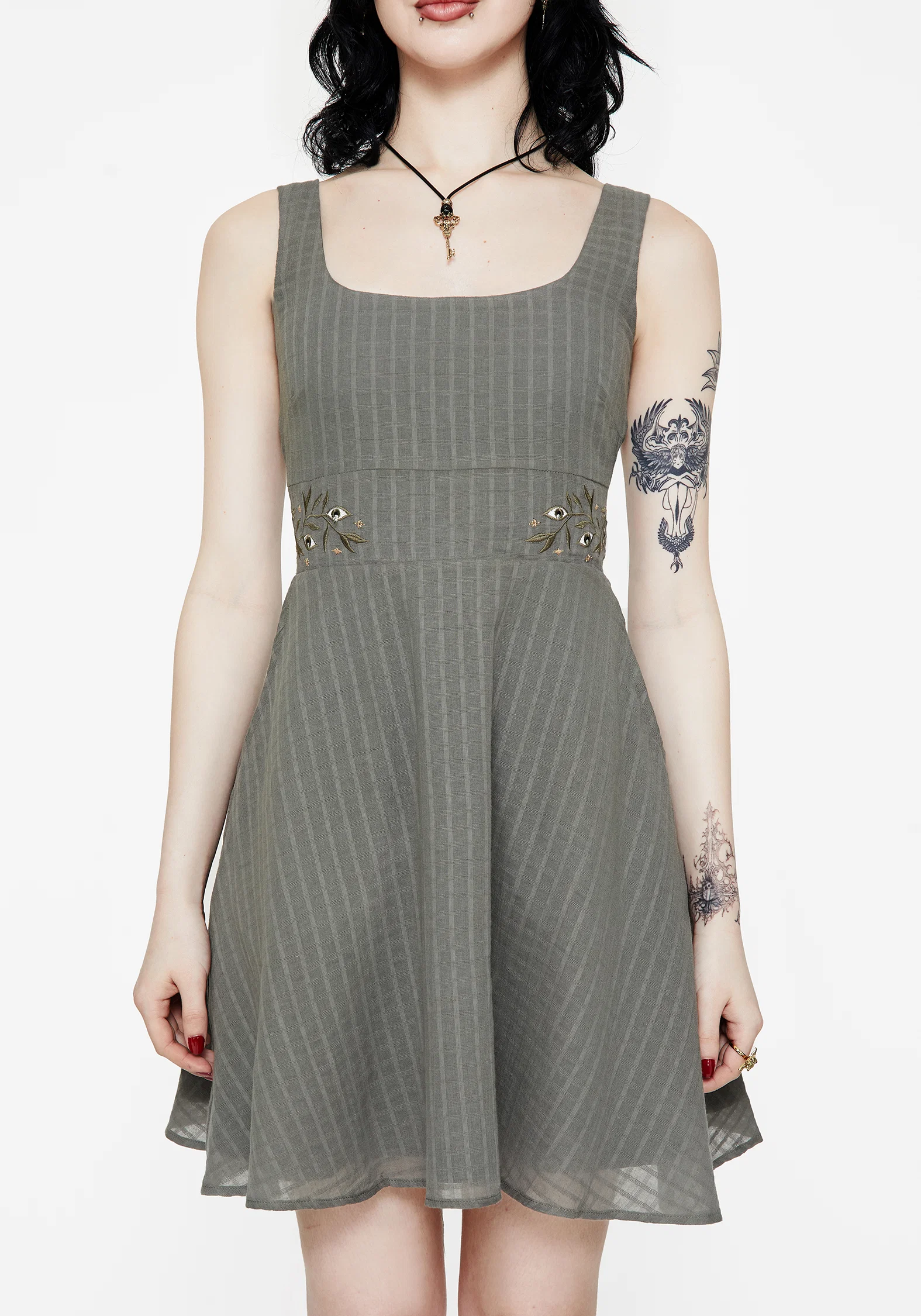 Koax Cotton Embroidered Pinafore Mini Dress - Image 5