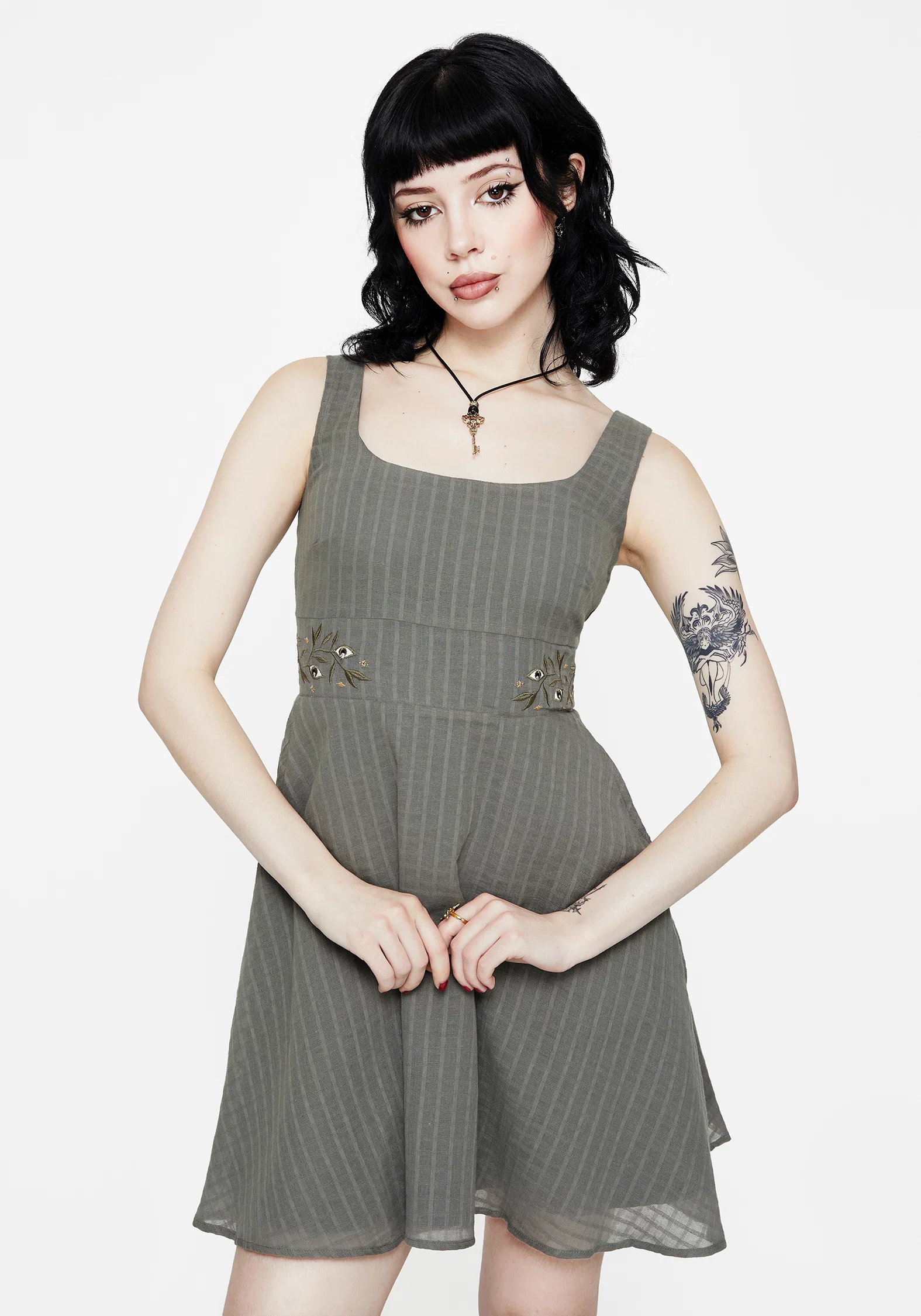 Koax Cotton Embroidered Pinafore Mini Dress - Image 7