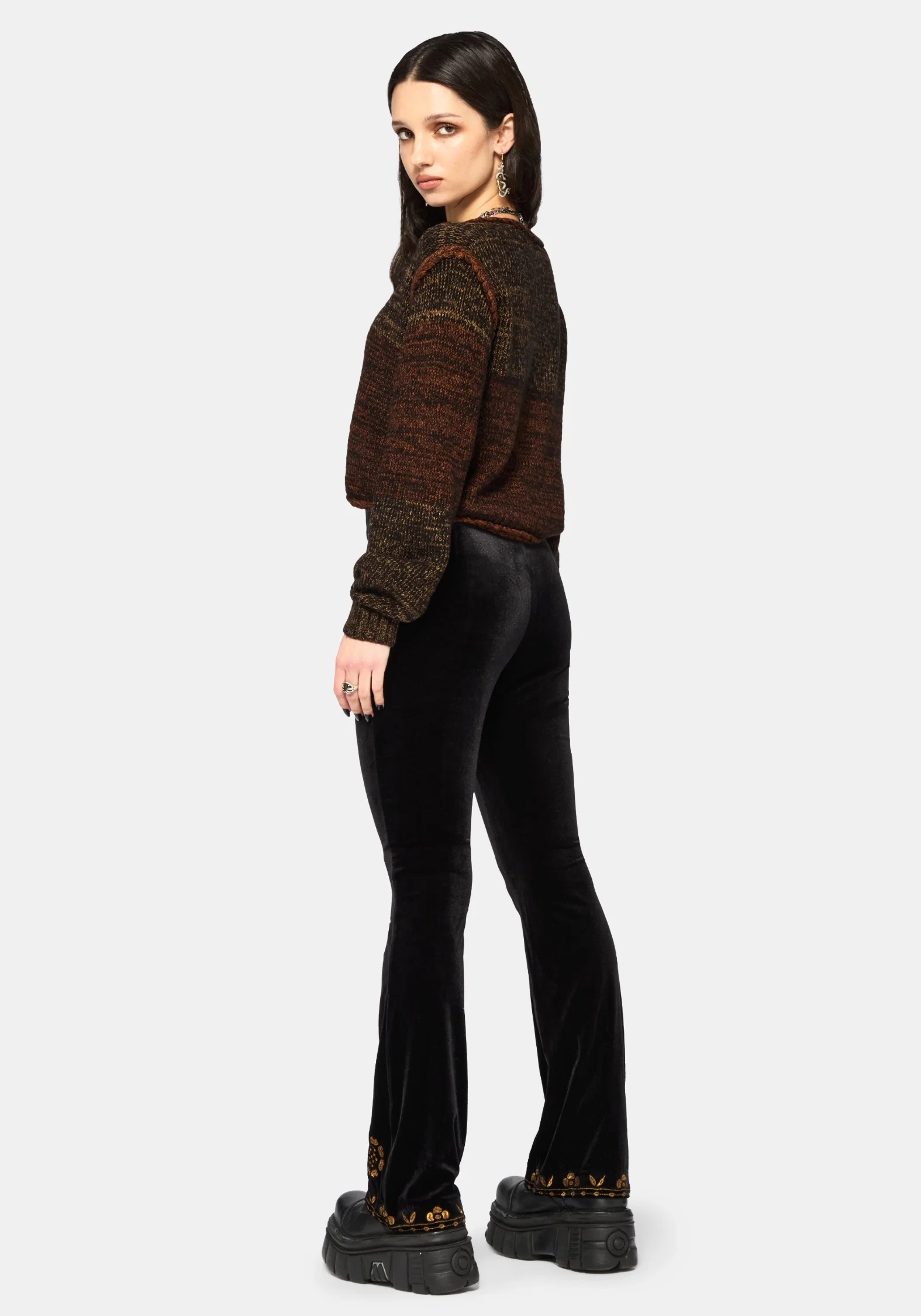 Kobra Velour Embroidered Flare Trouser - Image 3