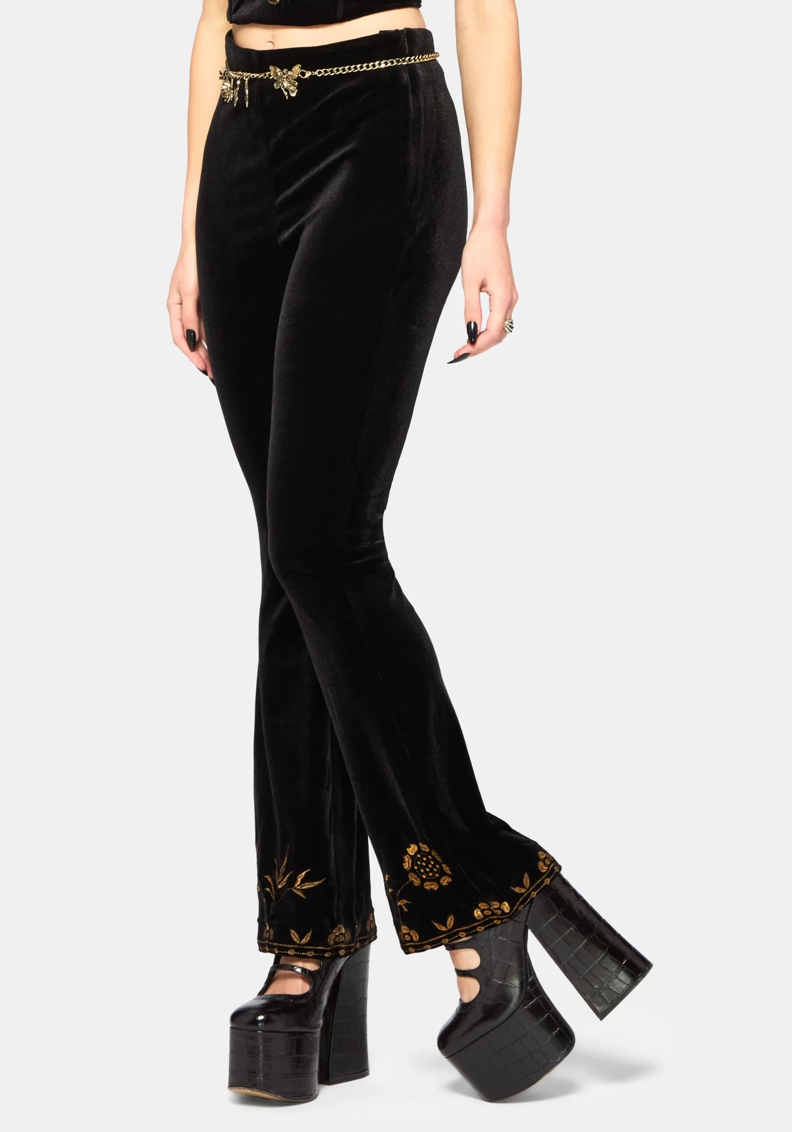 Kobra Velour Embroidered Flare Trouser - Image 5