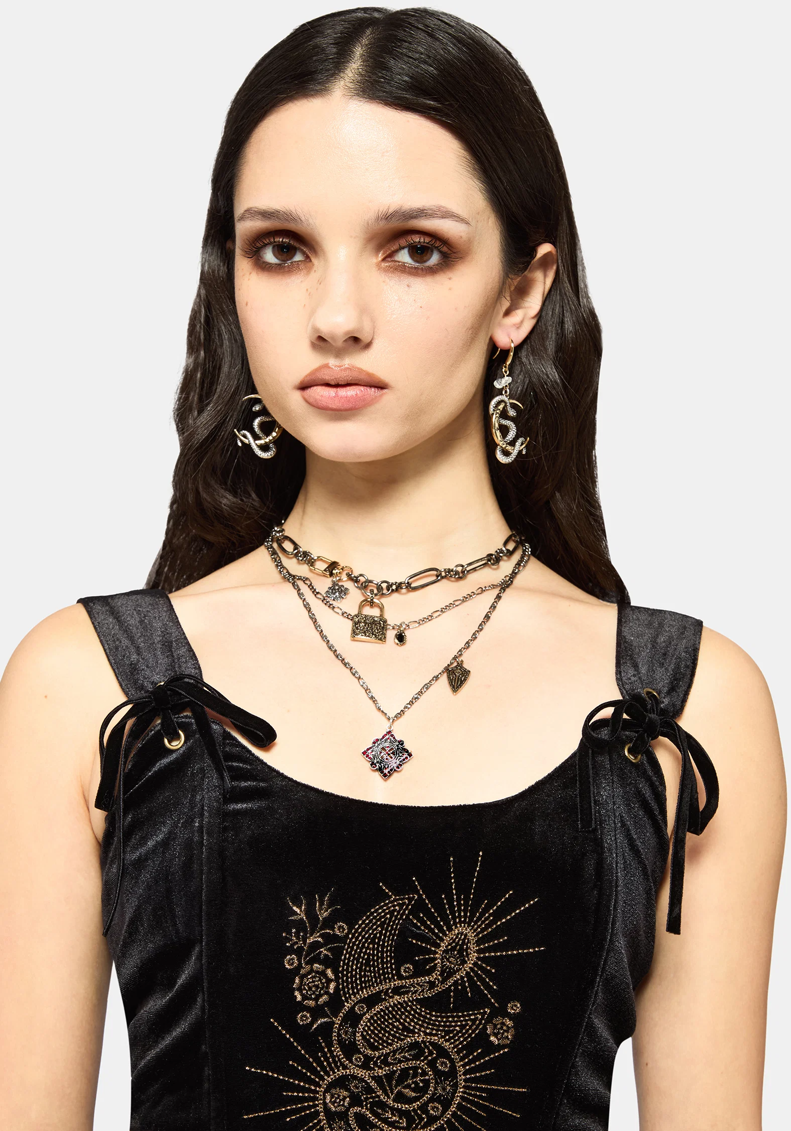 Kobra Velour Embroidered Tie Strap Corset Top - Image 2