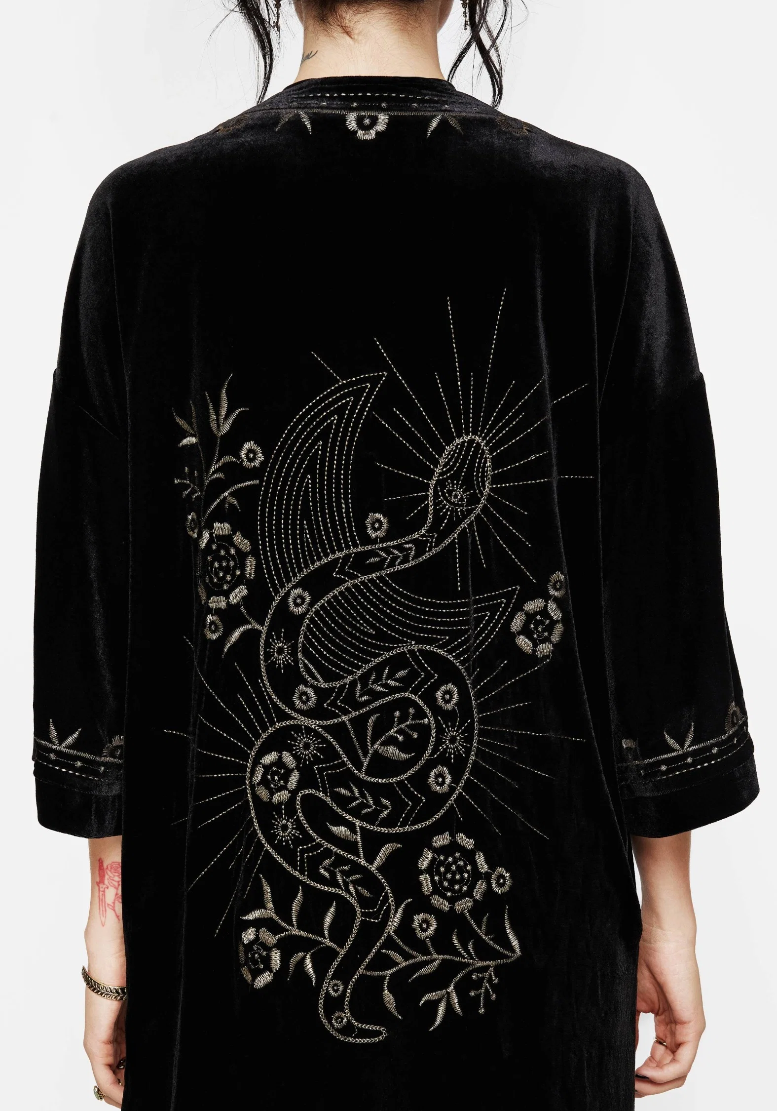 Kobra Velvet Snake Embroidered Longline Kimono - Image 2