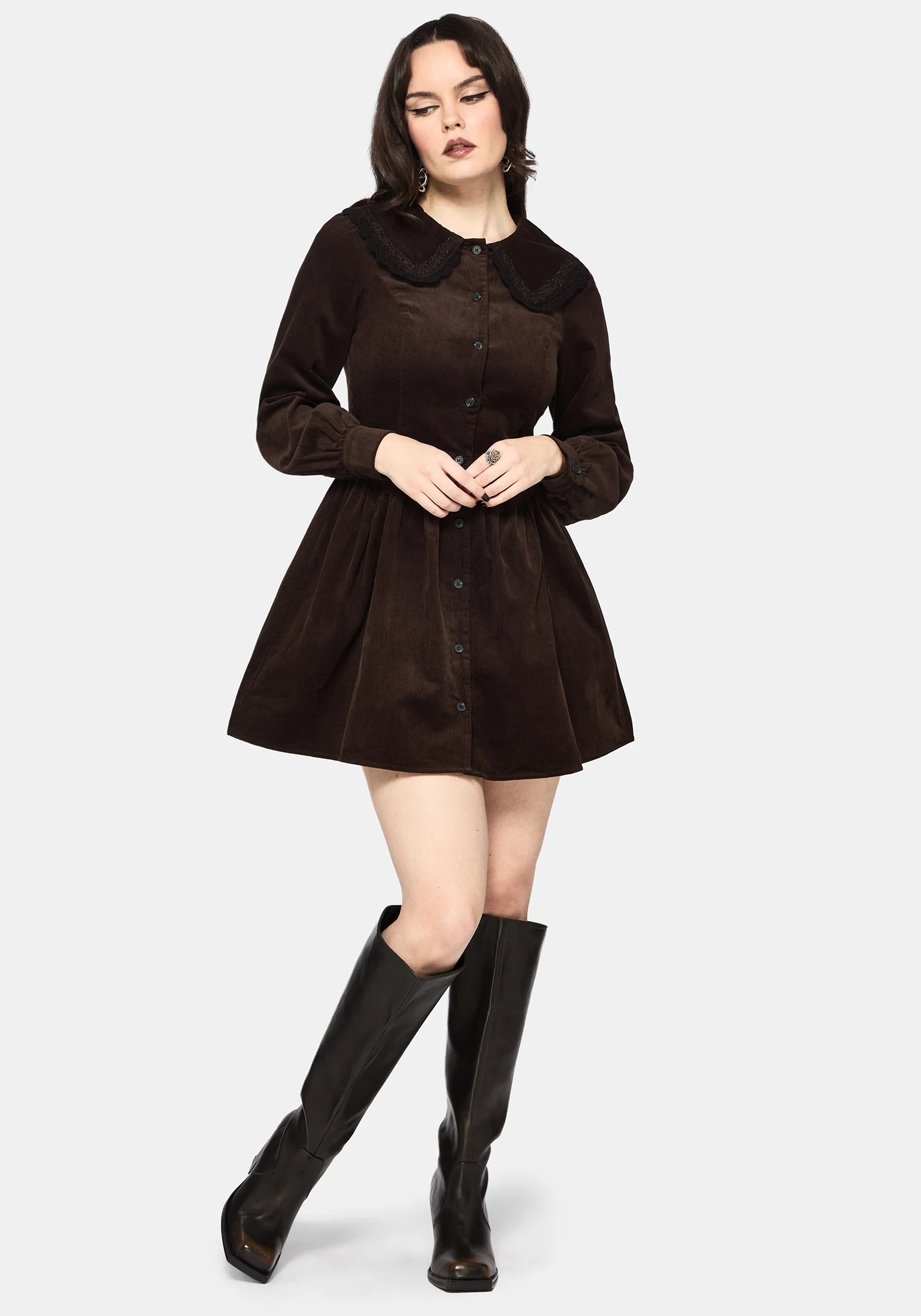 Kora Floral Embroidered Cord V Waist Mini Dress - Image 4
