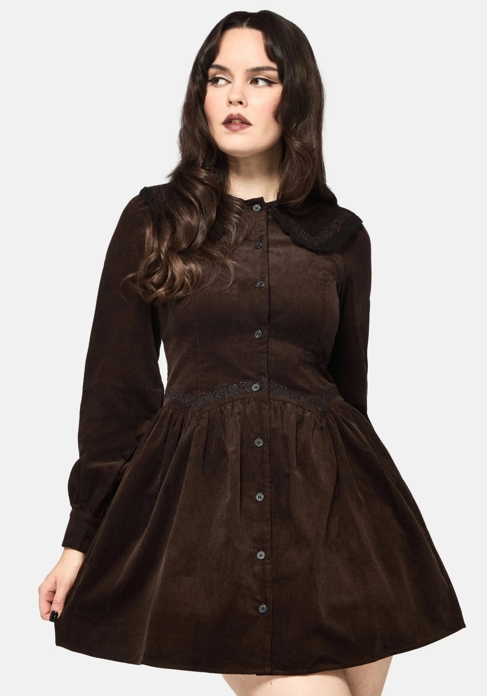 Kora Floral Embroidered Cord V Waist Mini Dress - Image 5