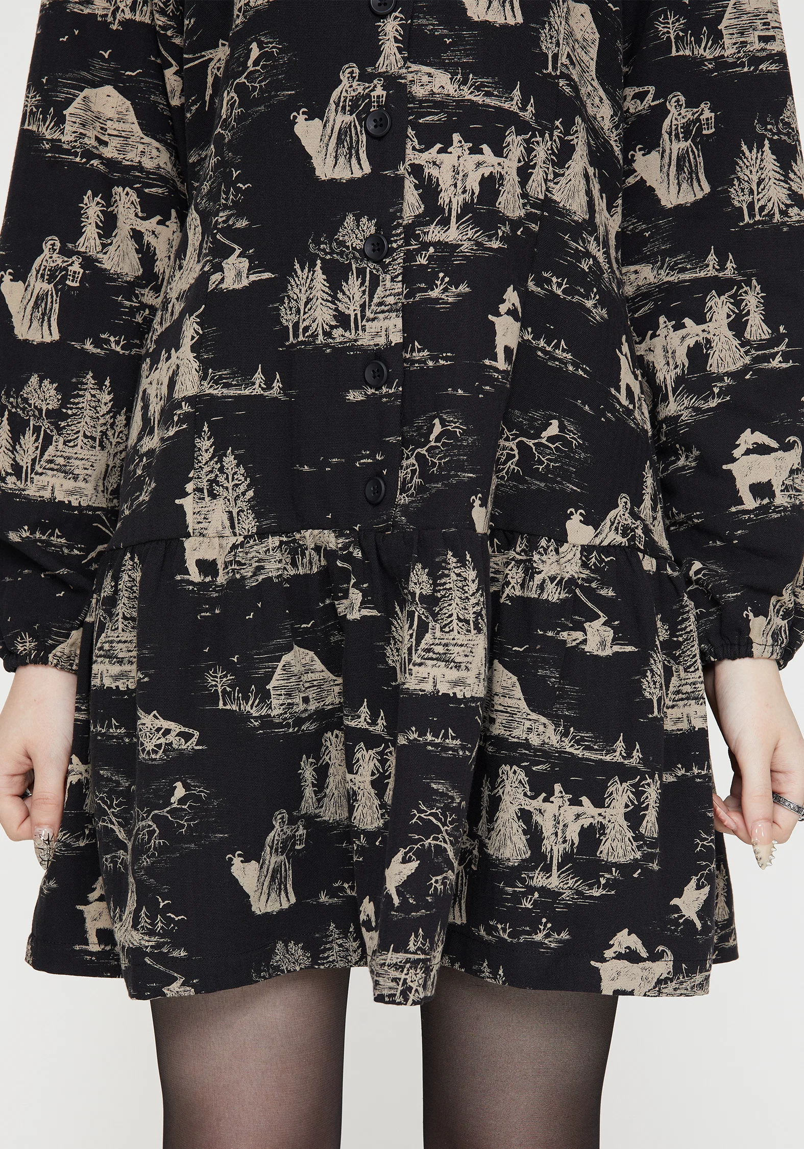 Lacelle Cotton Button Up Long Sleeve Mini Dress - Image 2