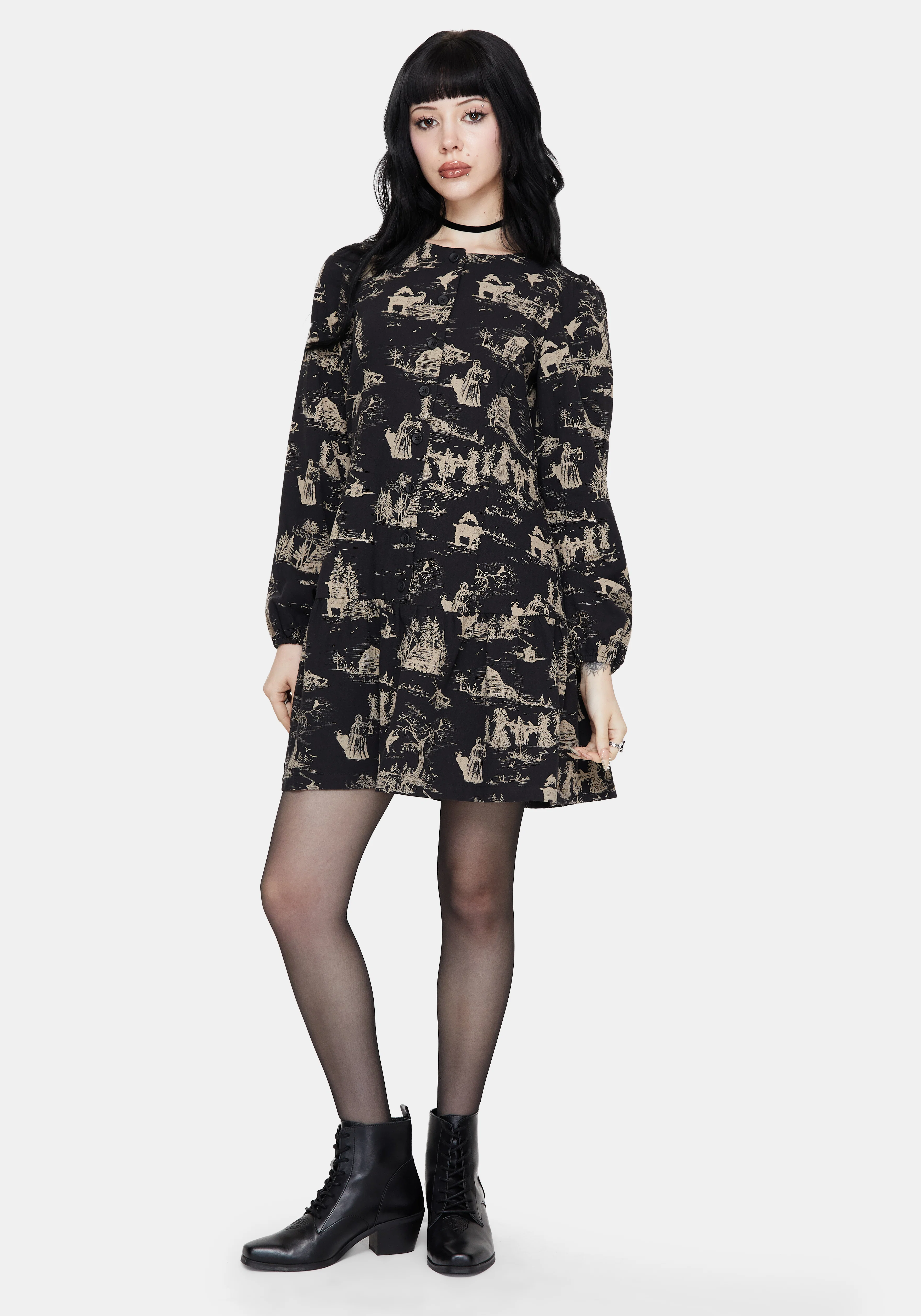 Lacelle Cotton Button Up Long Sleeve Mini Dress - Image 4