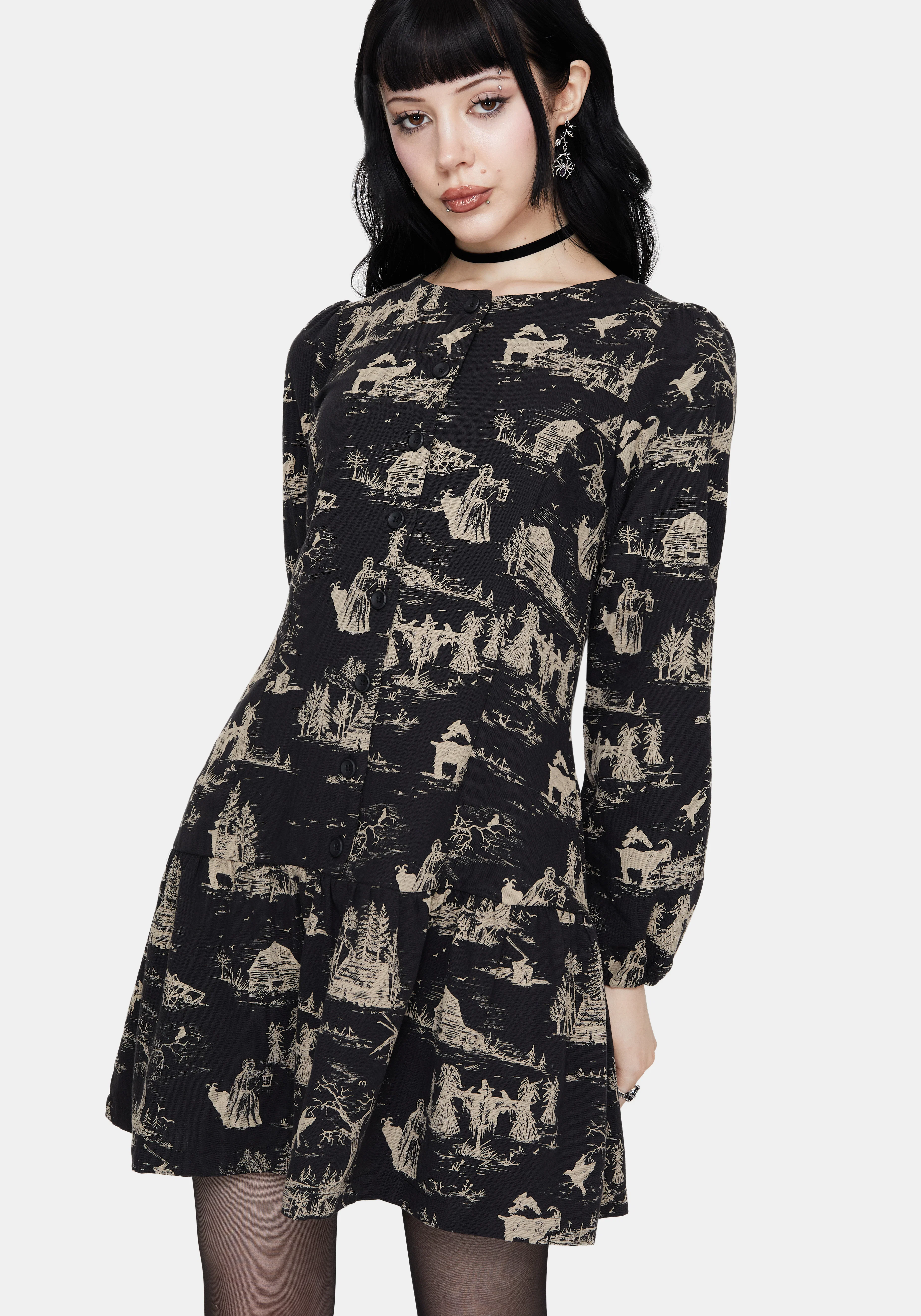 Lacelle Cotton Button Up Long Sleeve Mini Dress - Image 5