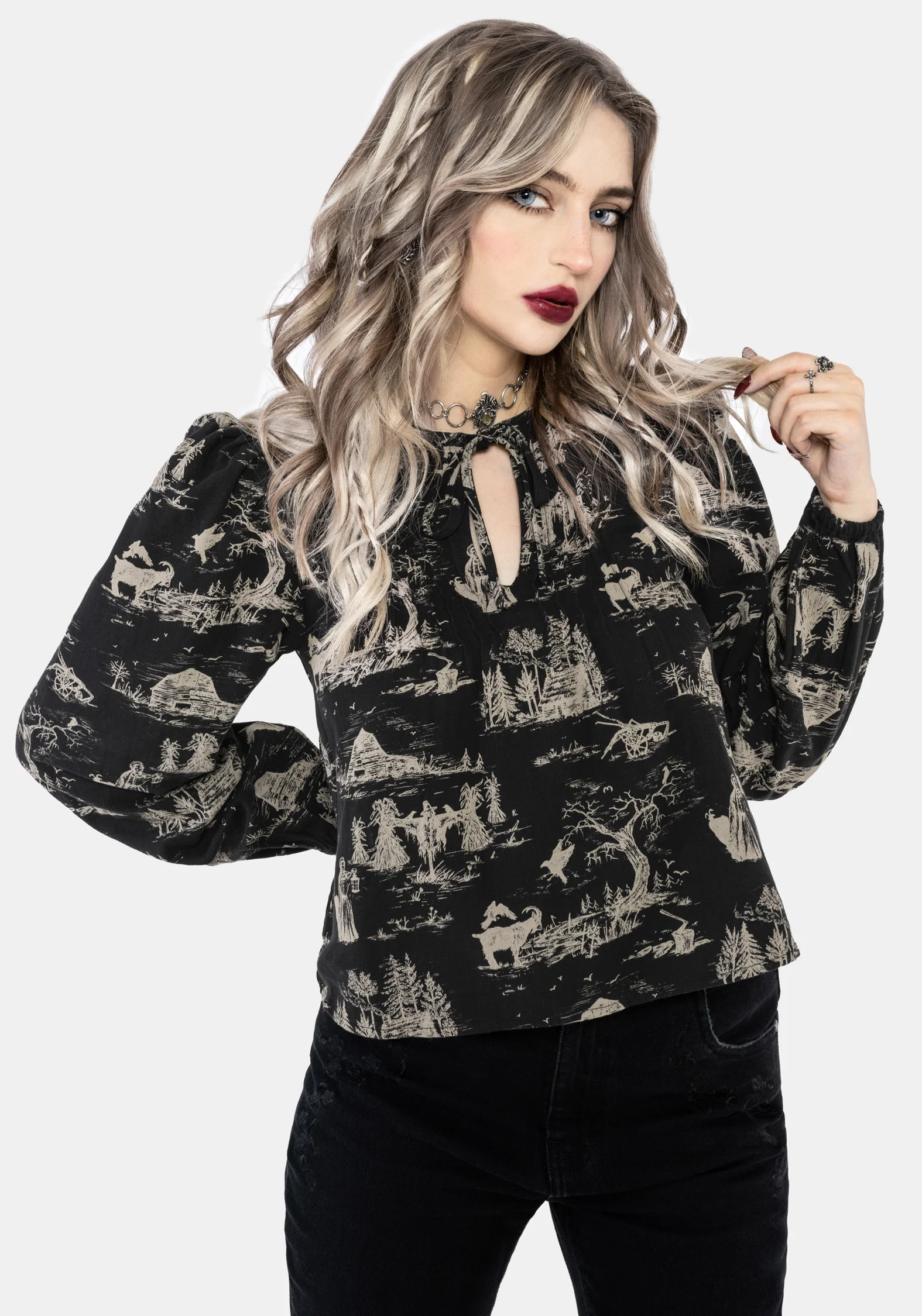 Lacelle Cotton Smock Print Blouse - Image 4