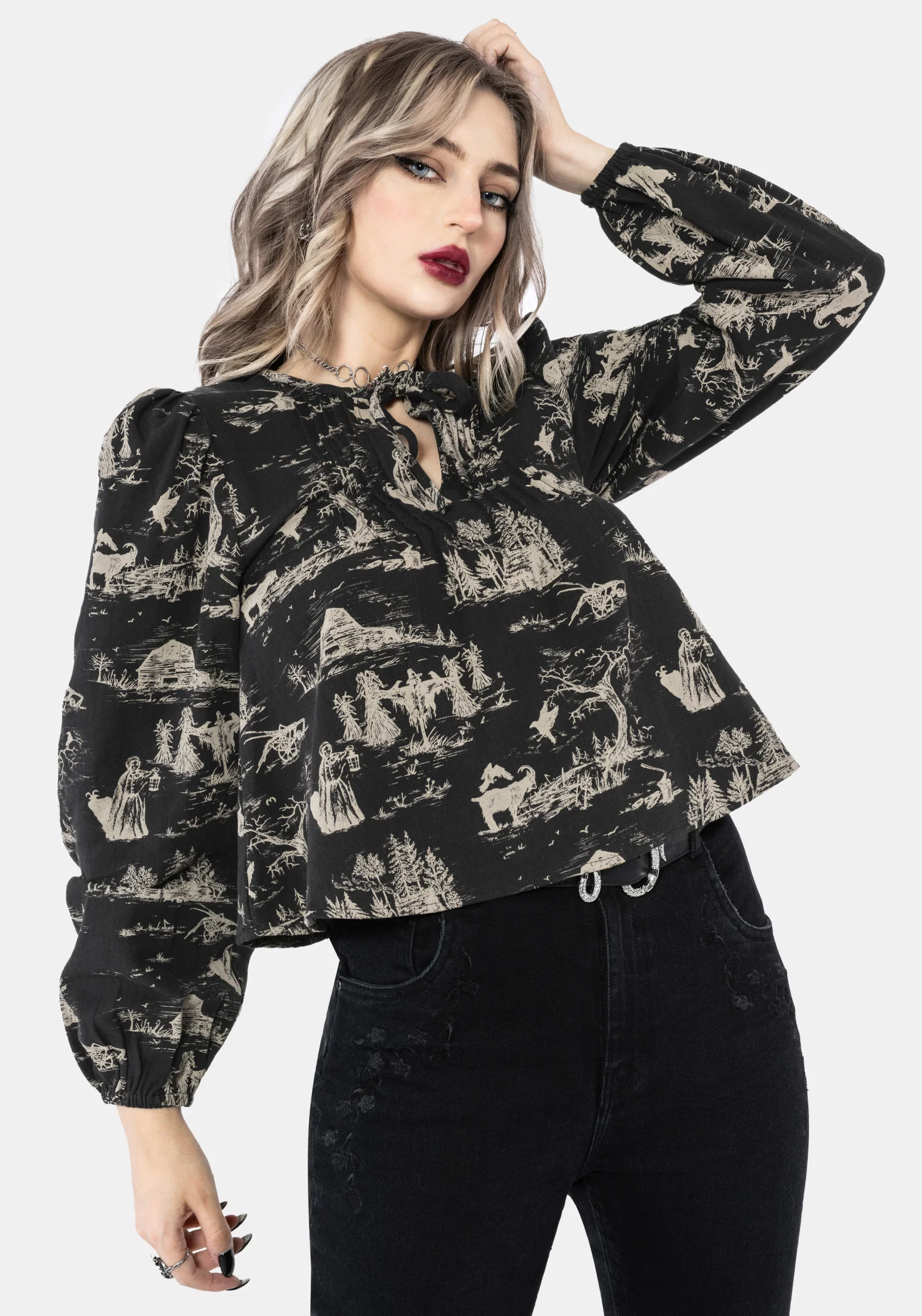 Lacelle Cotton Smock Print Blouse - Image 8