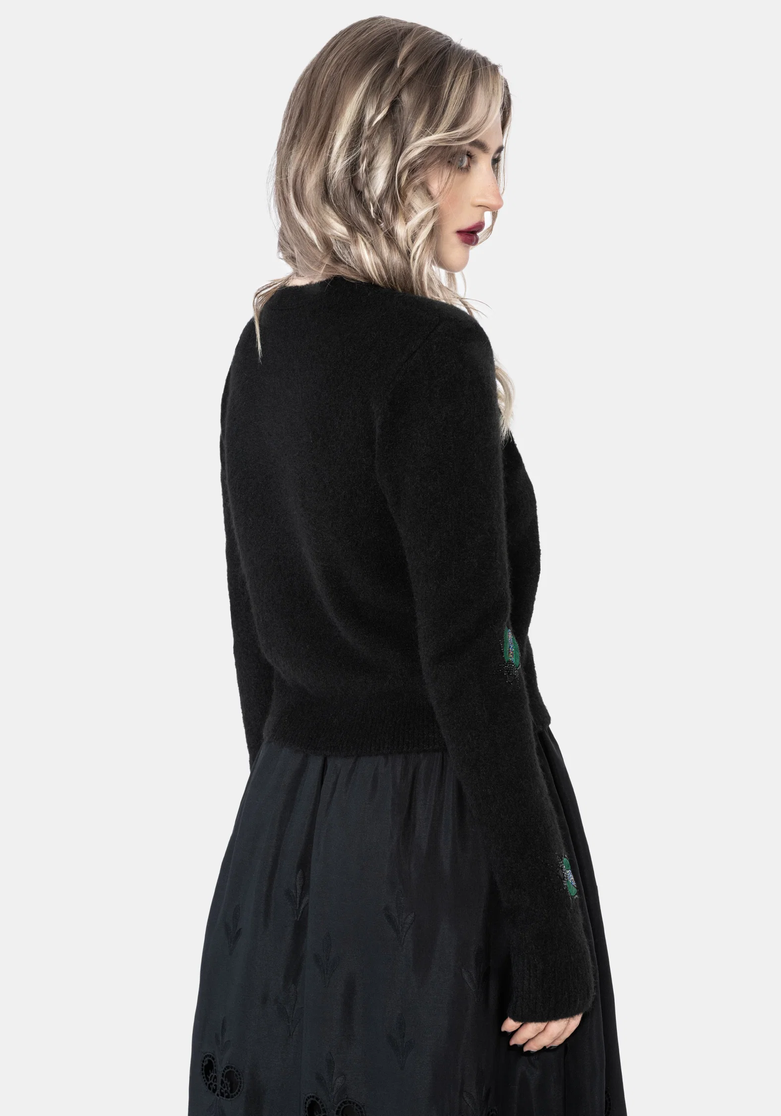 Lament Beaded Bug Embellished Knit Cardigan - Image 3