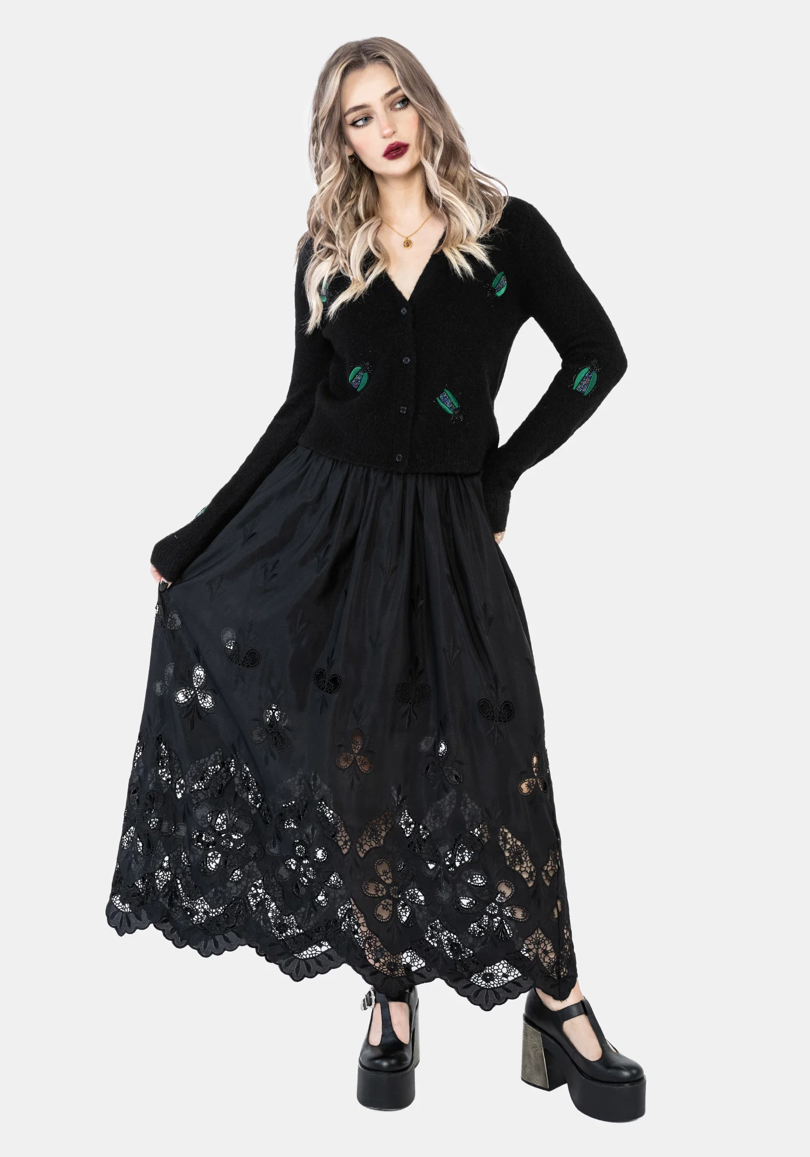 Lament Beaded Bug Embellished Knit Cardigan - Image 5