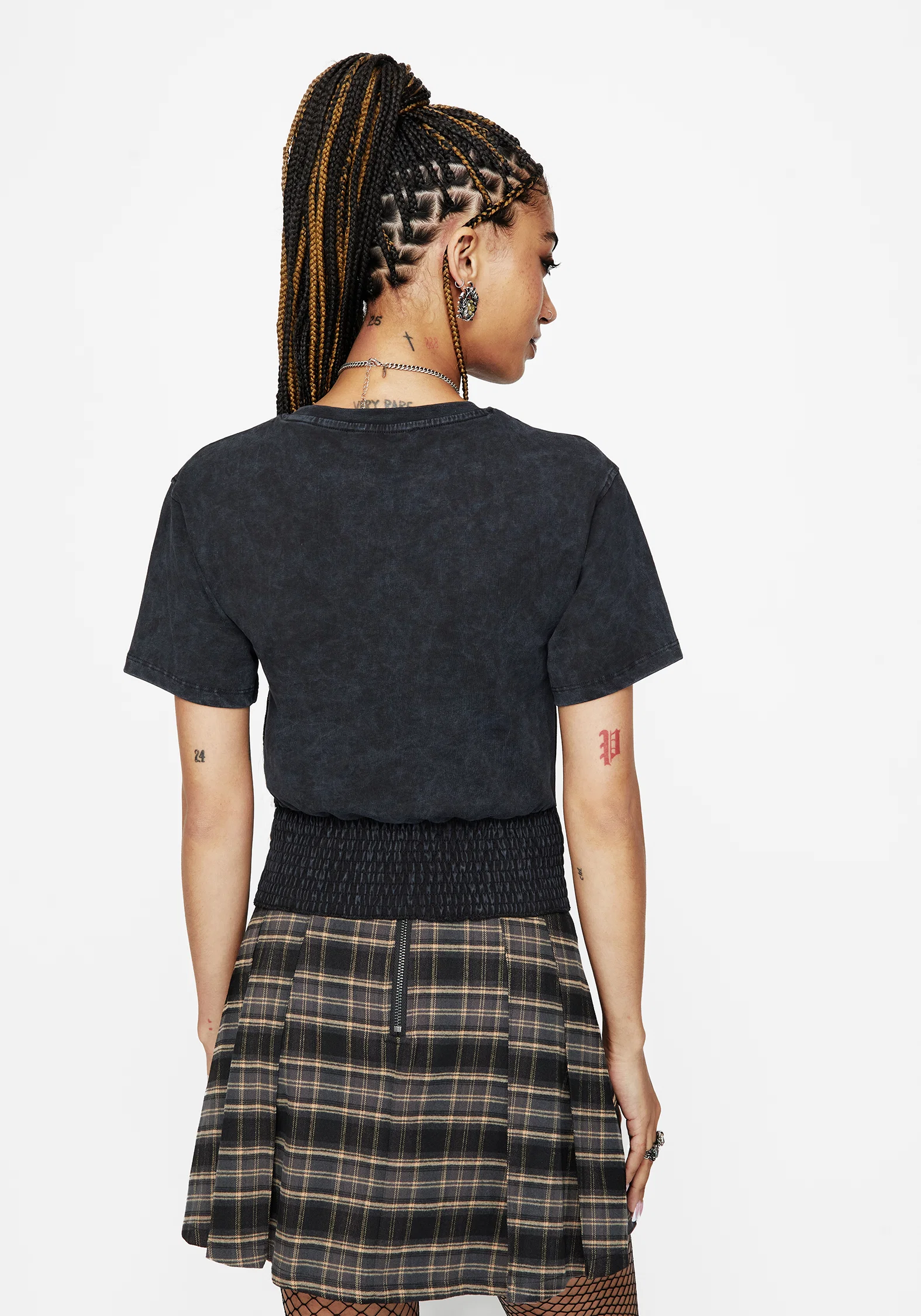 Lamia Spider Embroidered Smock Waist Cotton T-Shirt - Image 3