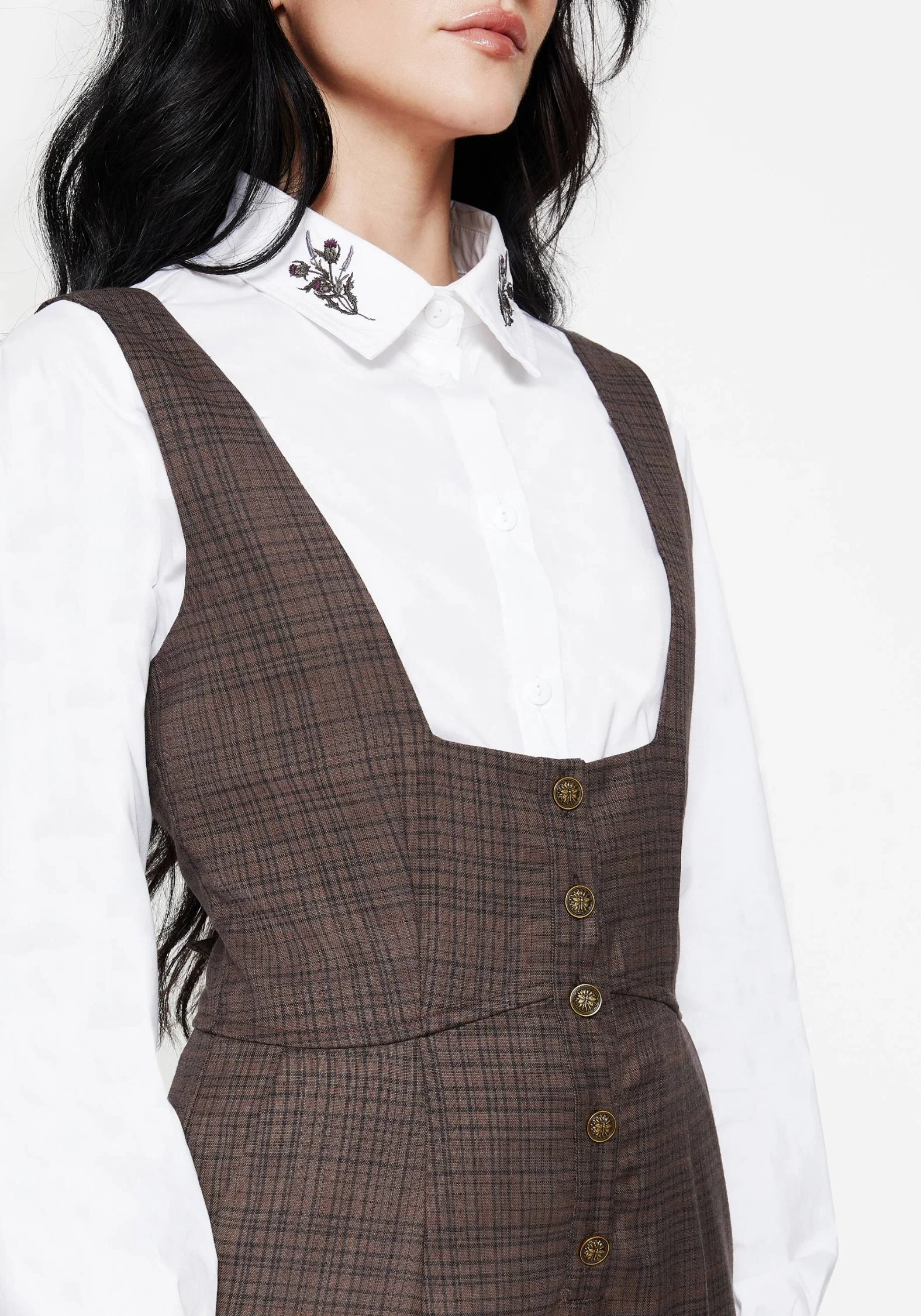 Lamya Check Tailored Straight Leg Suspender Trouser - Image 2