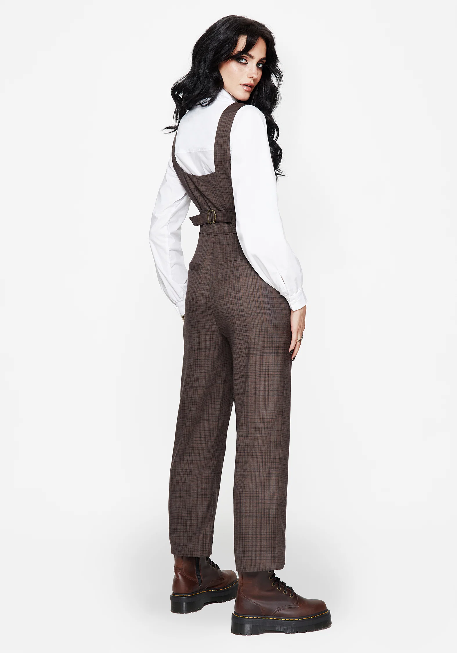 Lamya Check Tailored Straight Leg Suspender Trouser - Image 3