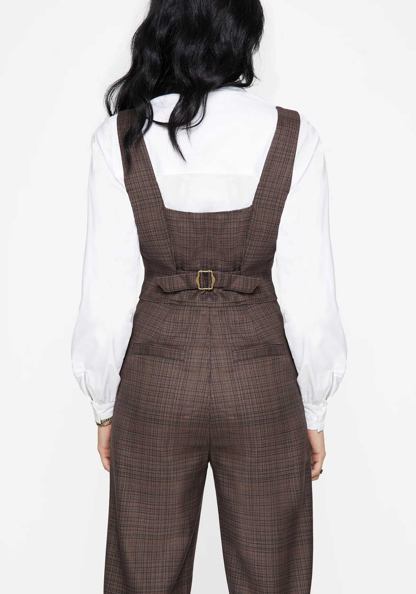 Lamya Check Tailored Straight Leg Suspender Trouser - Image 6