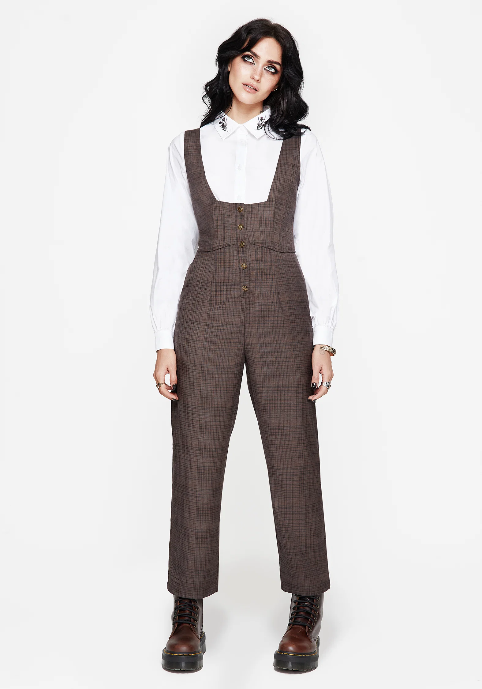 Lamya Check Tailored Straight Leg Suspender Trouser - Image 7