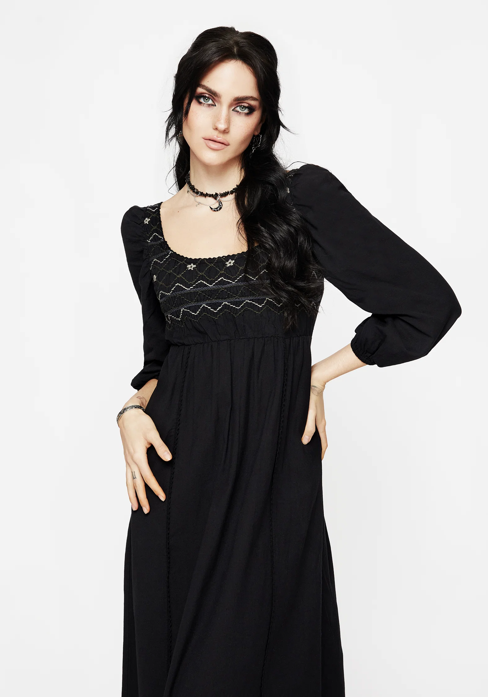 Larissa Hand Embroidered Smocked Midaxi Dress - Image 5