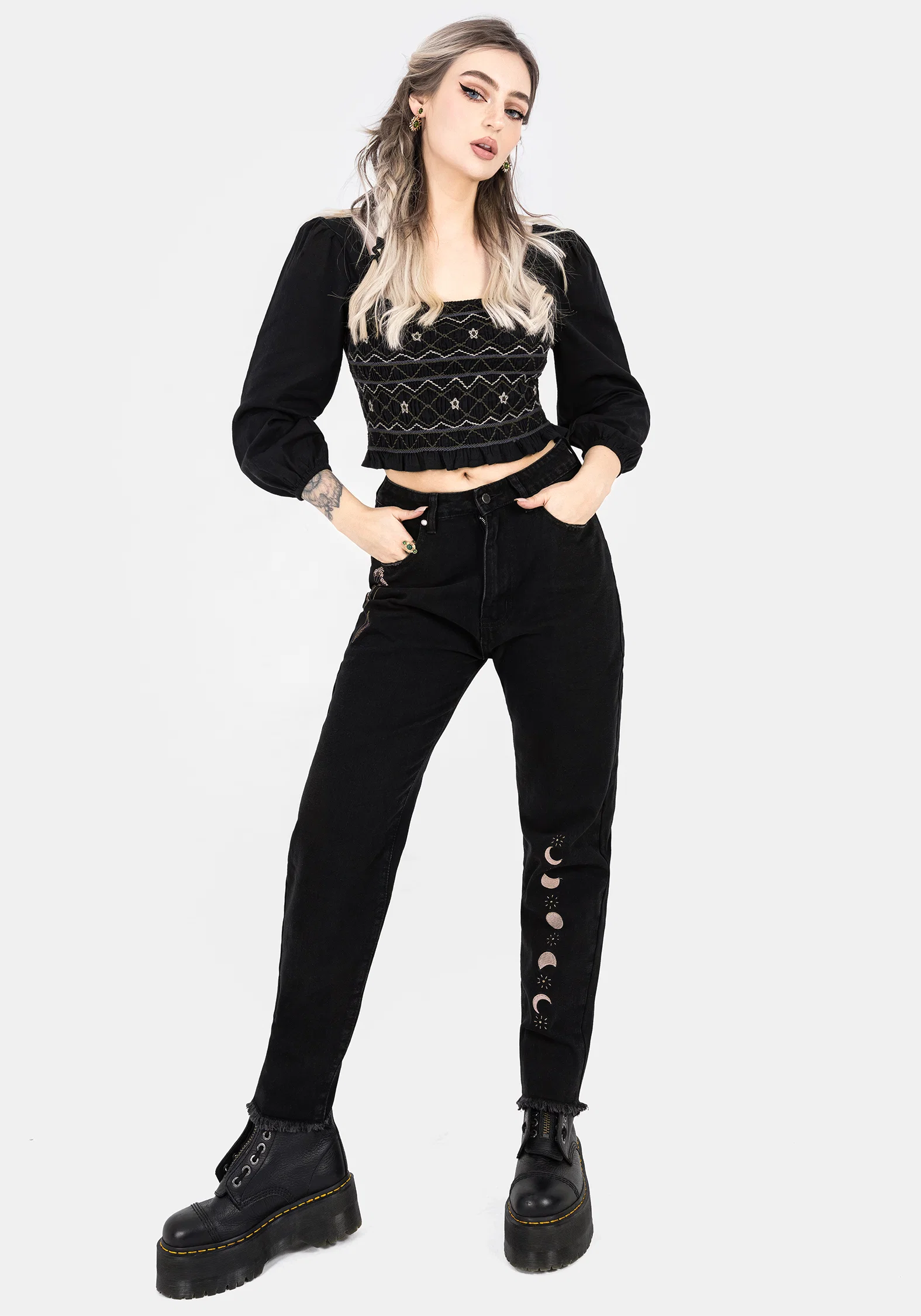 Larissa Hand Embroidered Smocked Puff Sleeve Top - Image 4