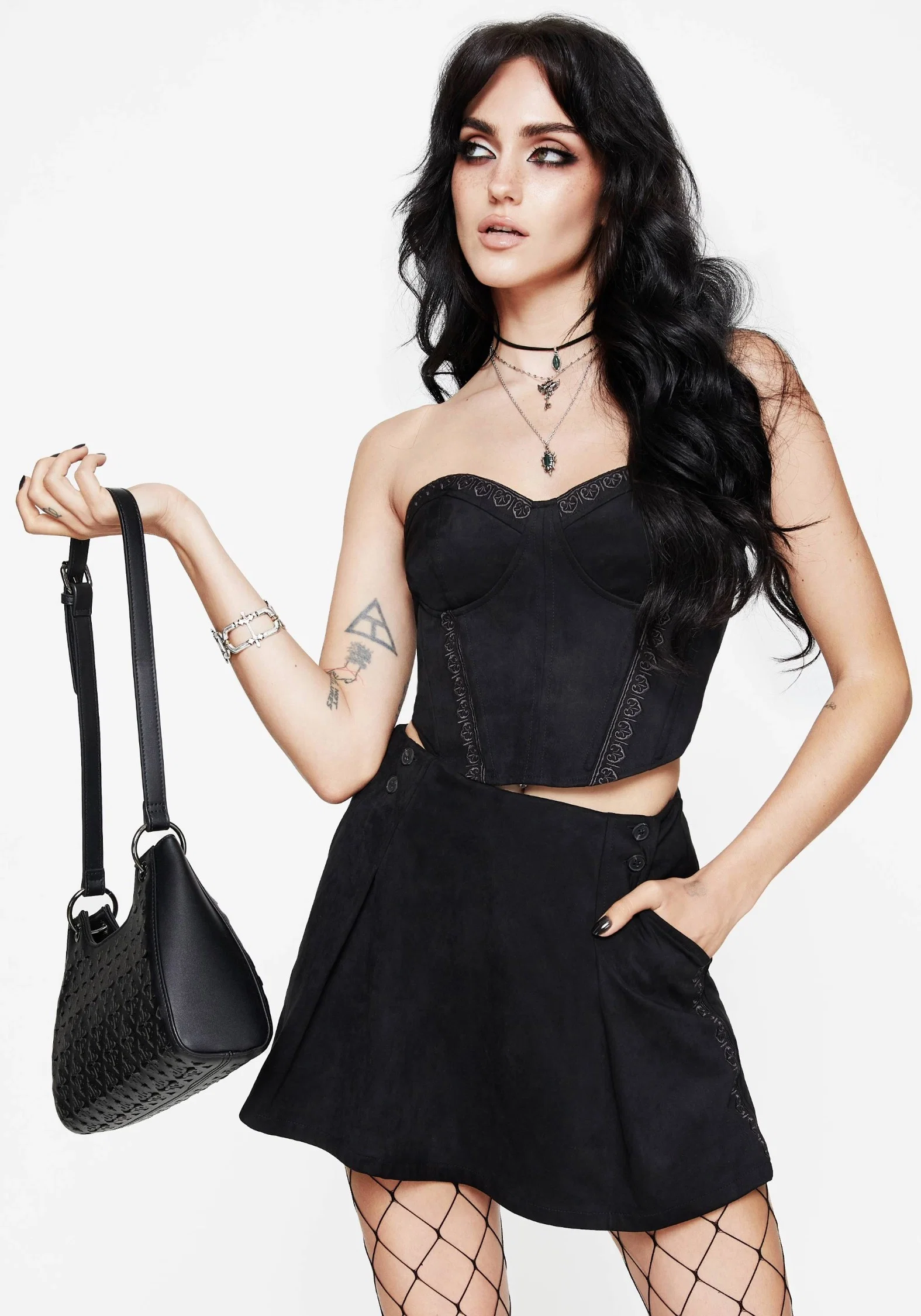 Lauma Embroidered Faux Suede Skort - Image 5