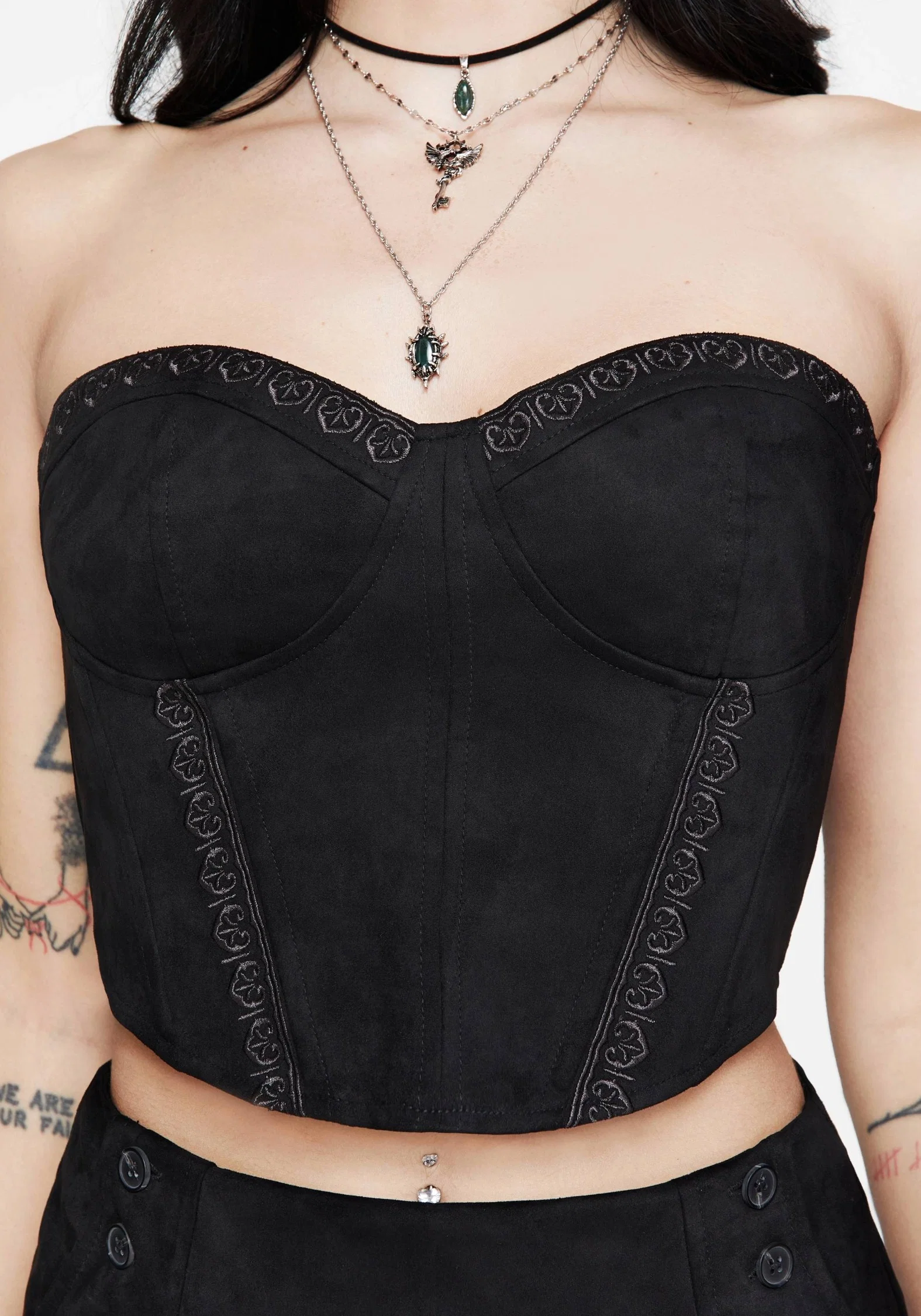 Lauma Faux Suede Corset Top - Image 2