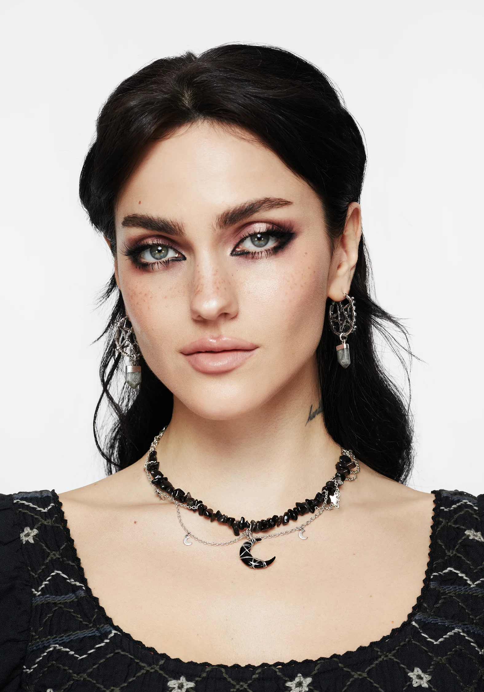 Lauma Pentagram Labradorite Hoop Earrings - Image 3