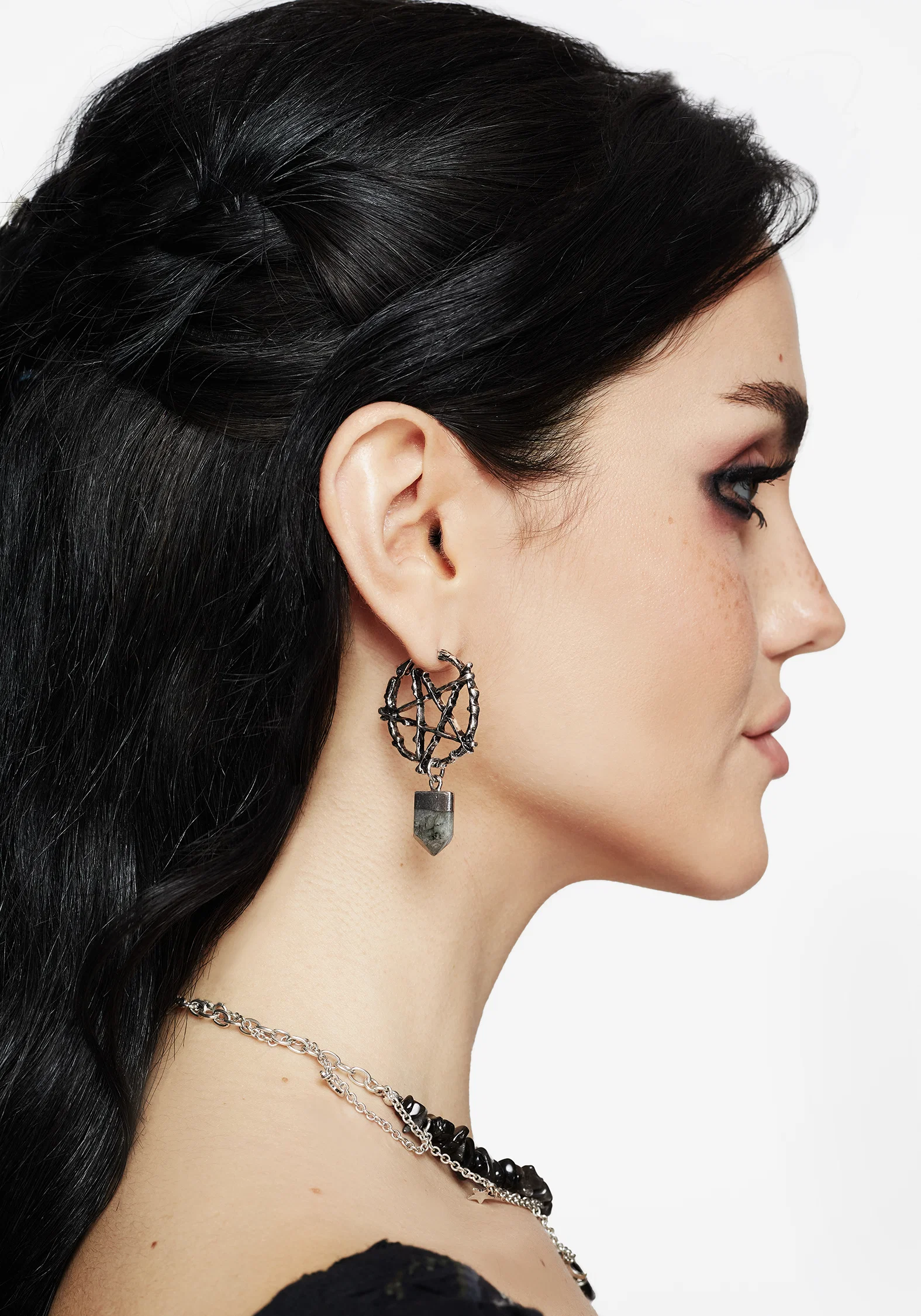 Lauma Pentagram Labradorite Hoop Earrings - Image 4