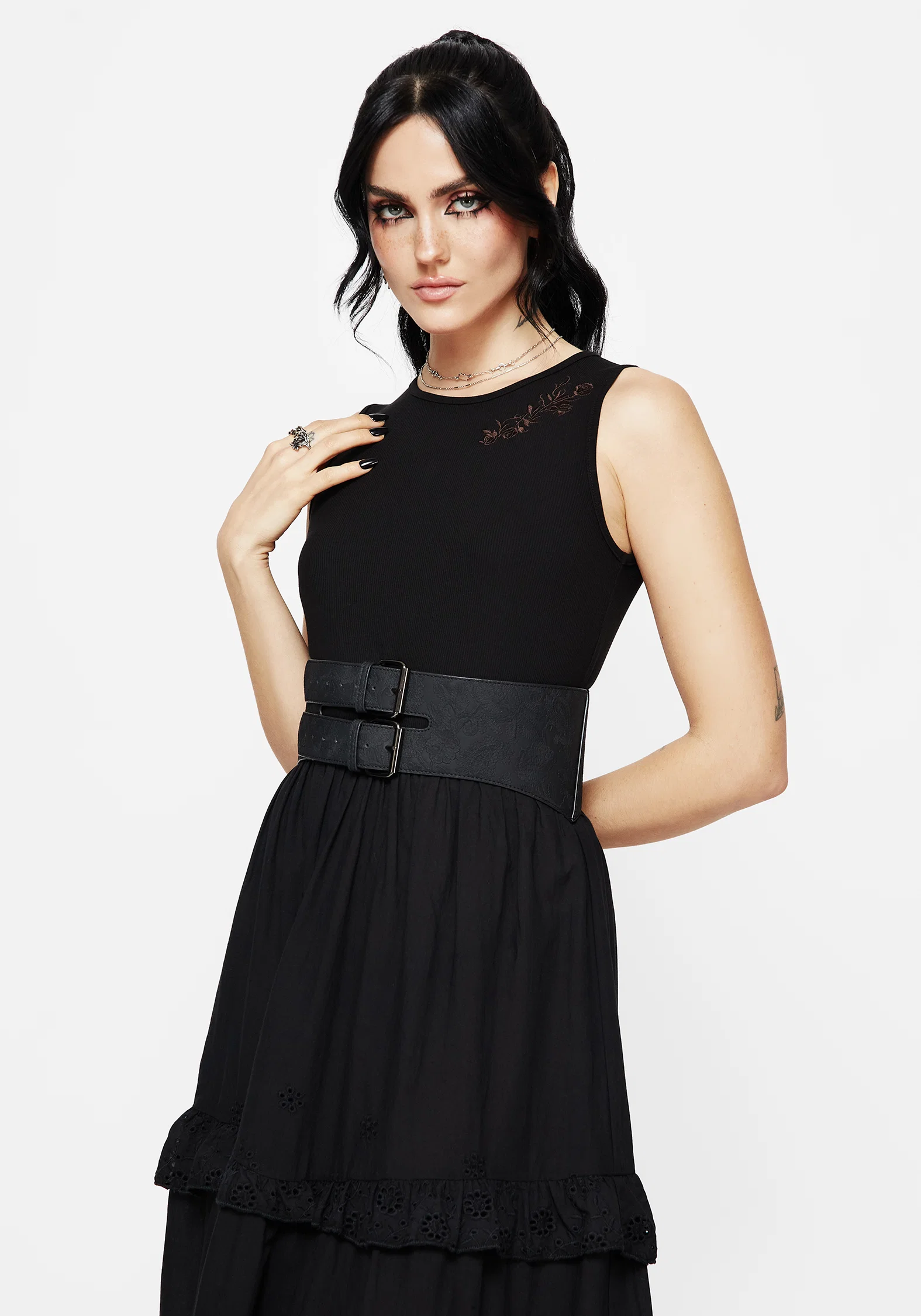 Laveau Embroidered Broderie Midi Dress - Image 5