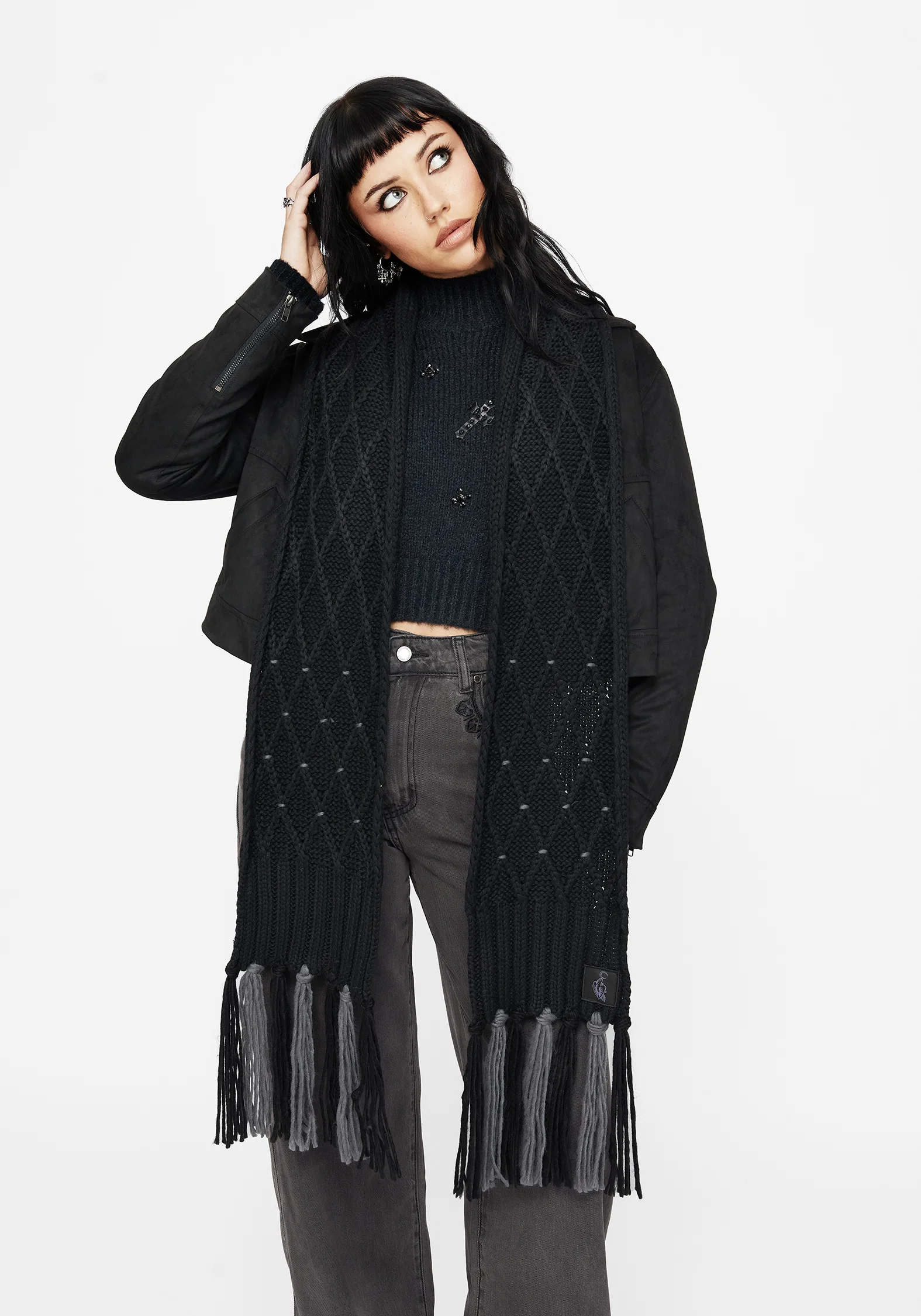 Layla Criss Cross Black Scarf - Image 3
