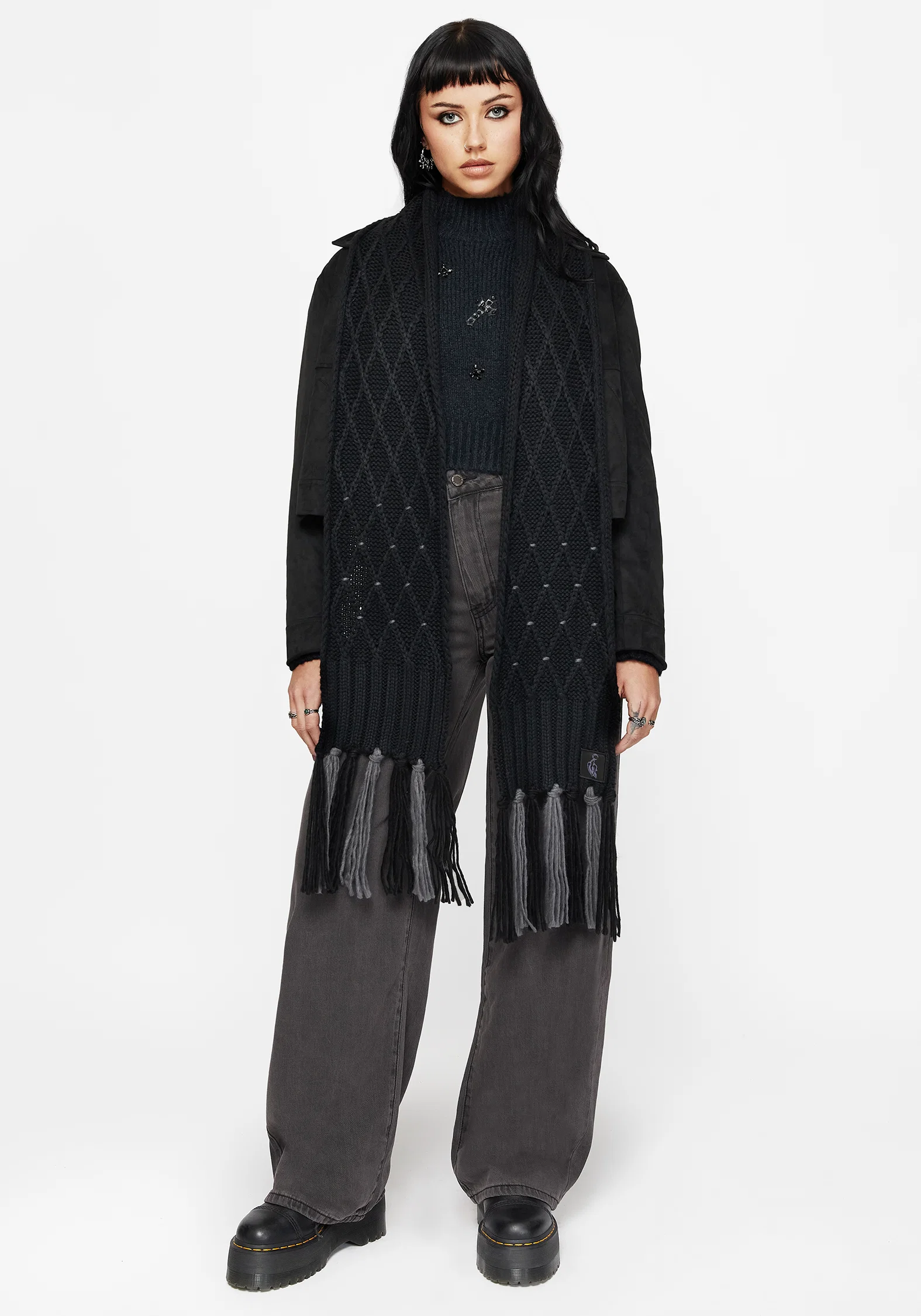 Layla Criss Cross Black Scarf - Image 4