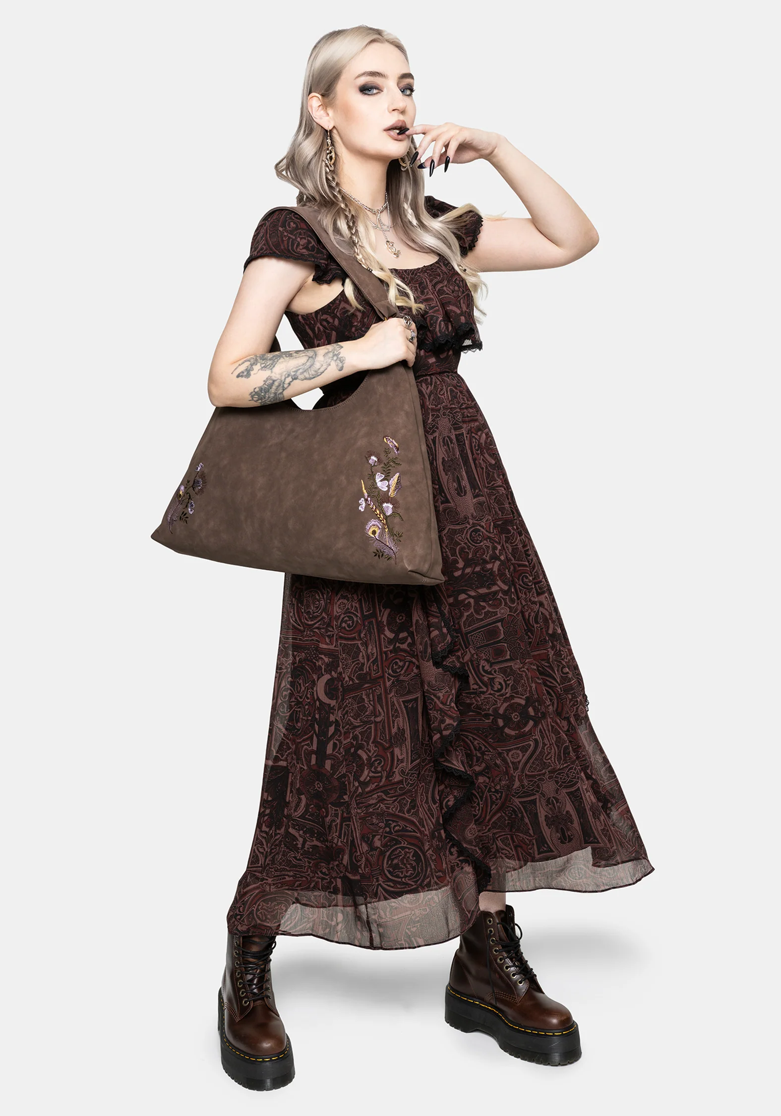 Lera Mystical Garden Embroidered Slouch Shoulder Bag - Image 6