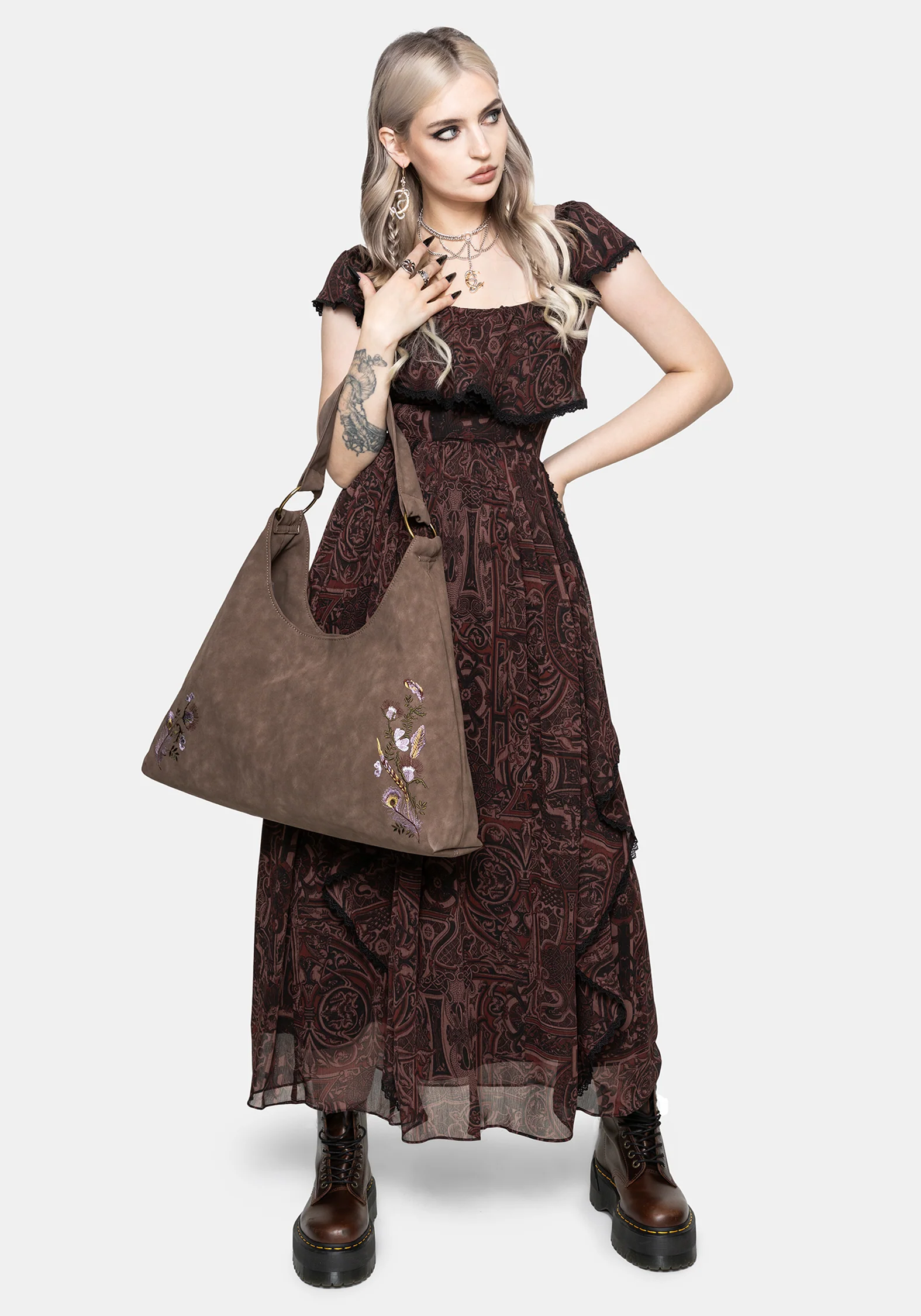 Lera Mystical Garden Embroidered Slouch Shoulder Bag - Image 9