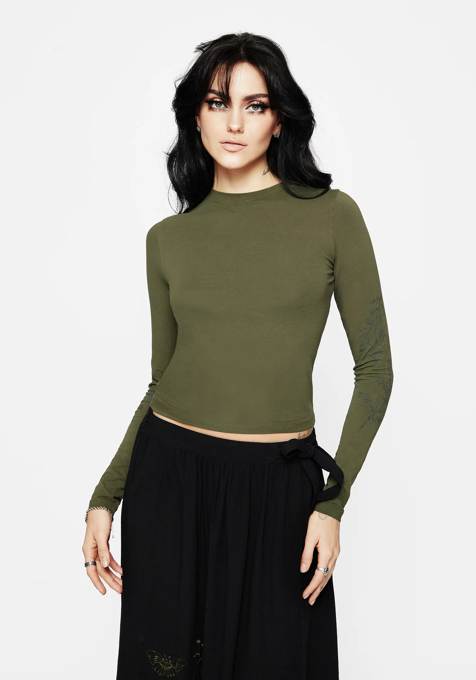 Leune Rose Print Cotton Long Sleeve Top - Image 4