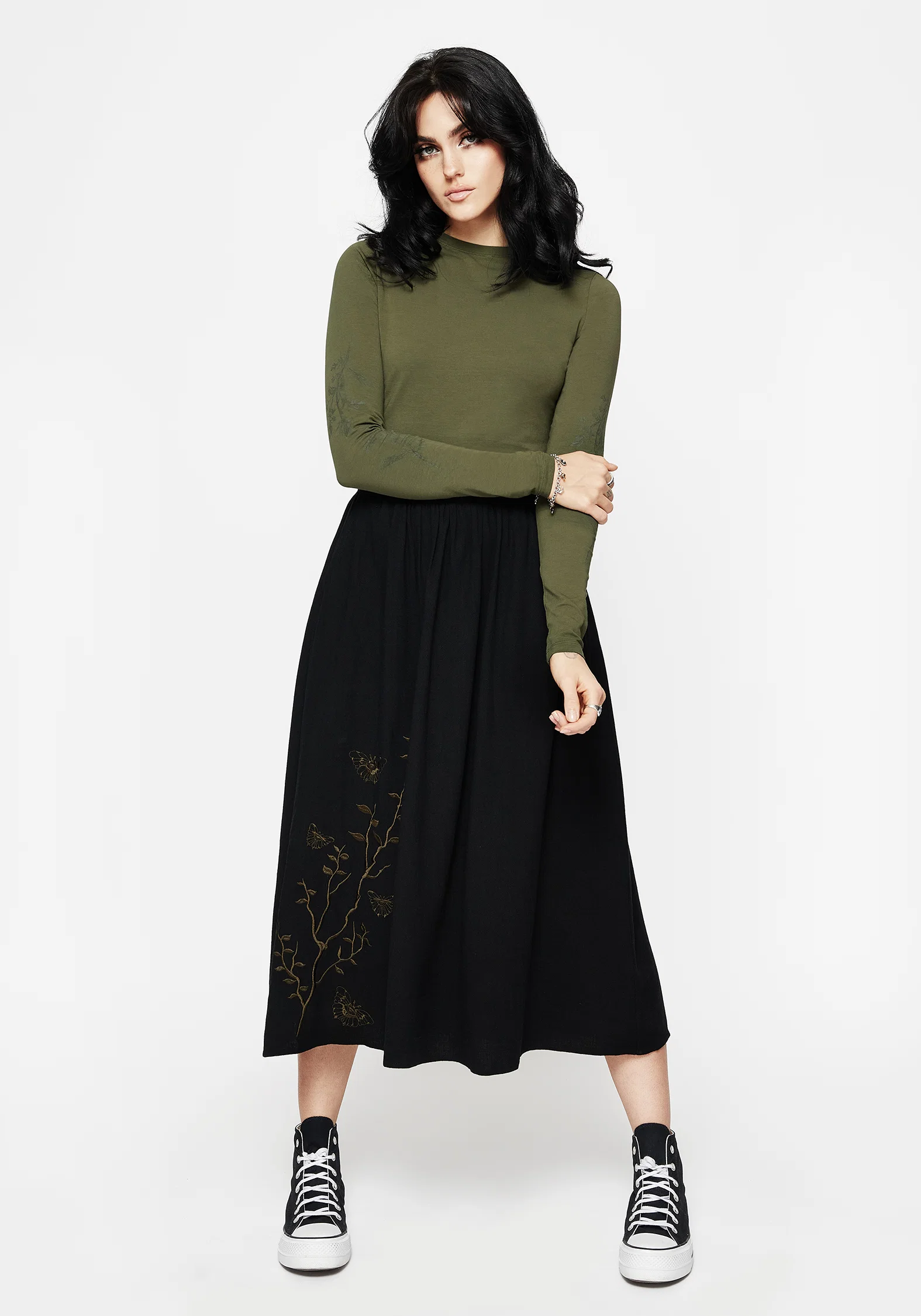 Leune Rose Print Cotton Long Sleeve Top - Image 5