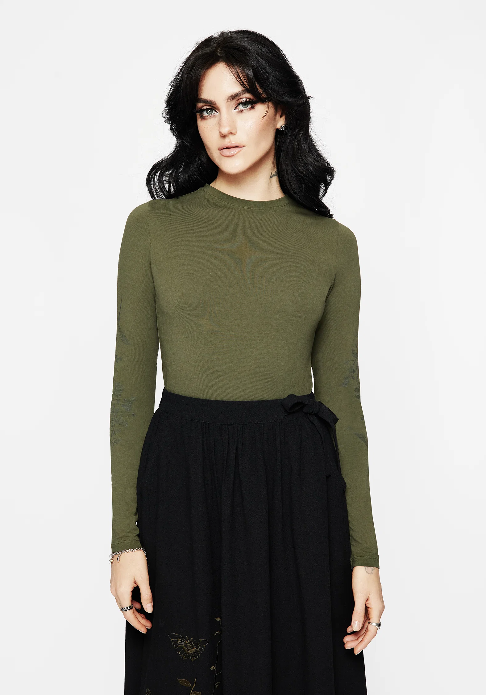 Leune Rose Print Cotton Long Sleeve Top - Image 6