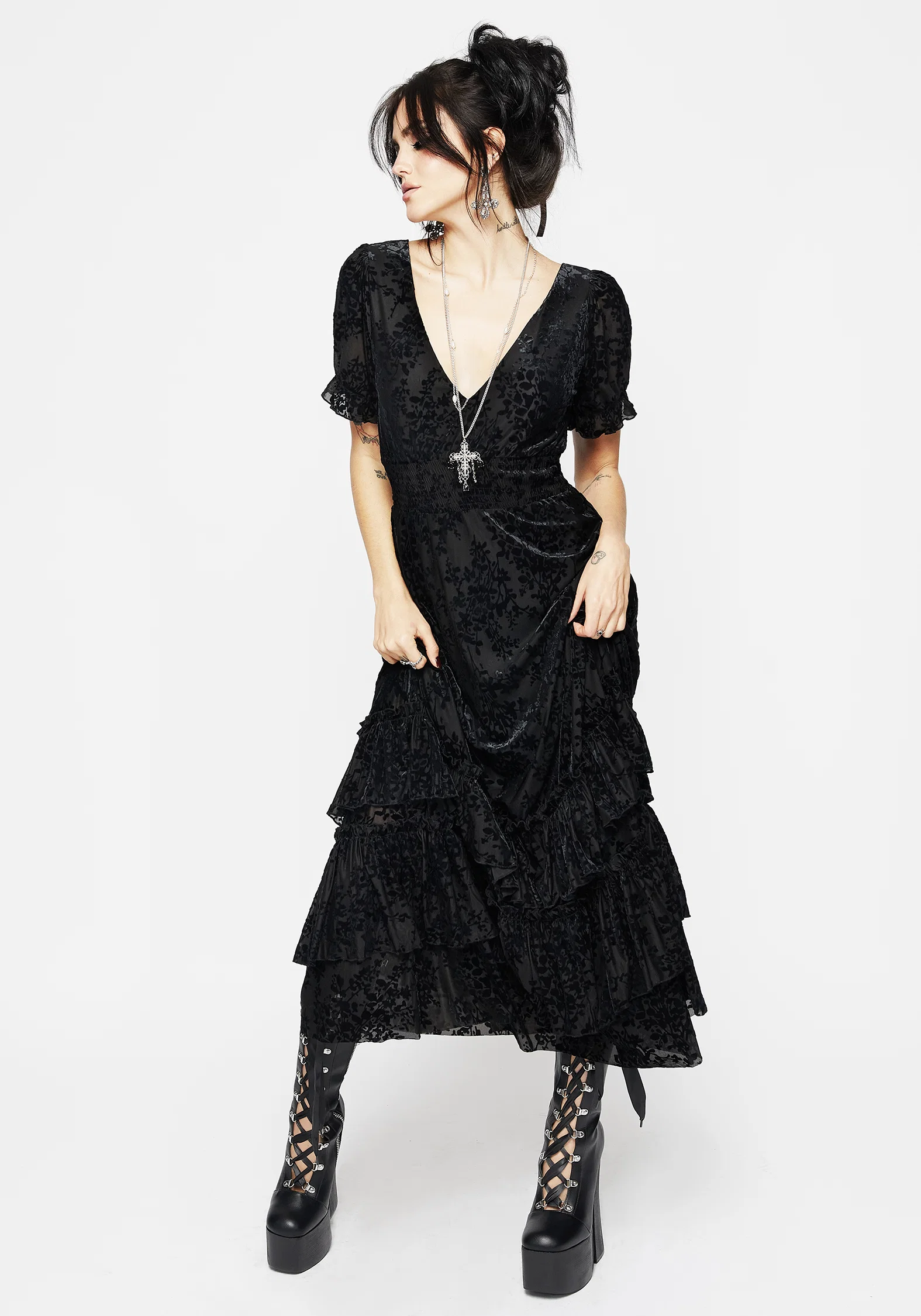 Lilias Devoré Tiered Maxi Dress - Image 4