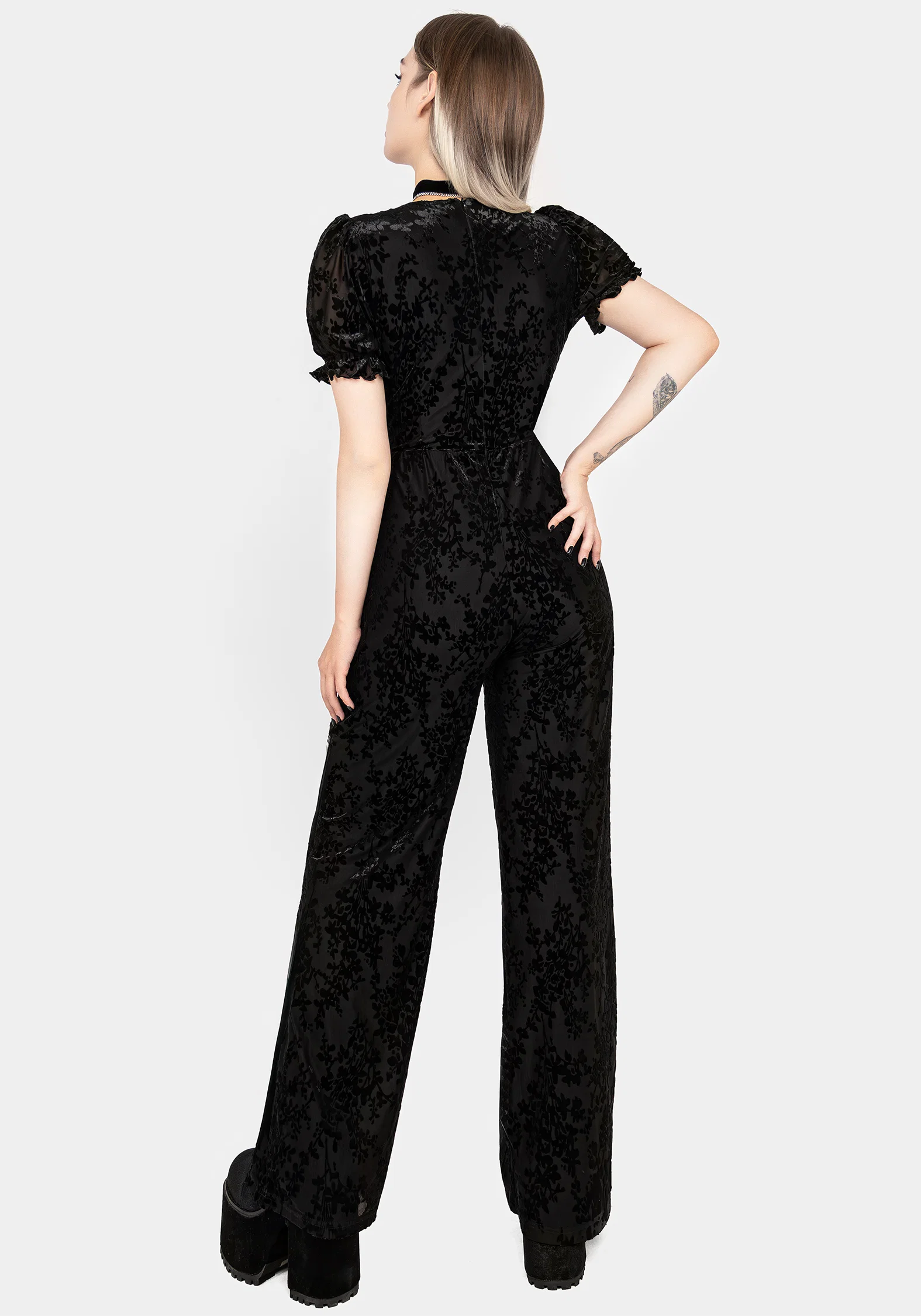 Lilias Devoré Velour Mesh Jumpsuit - Image 3