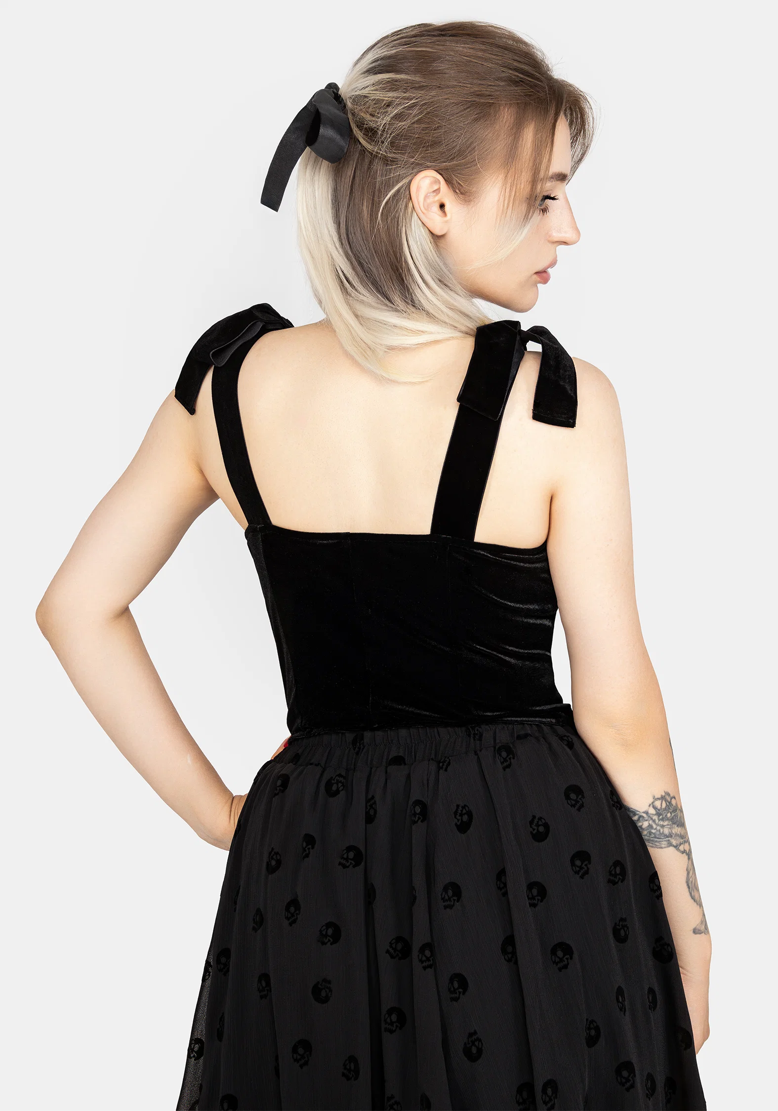 Lisette Velour Tie Strap Corset Top - Image 3