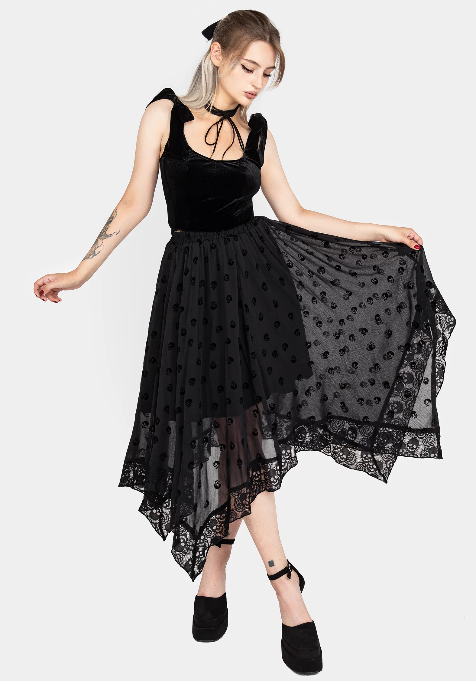 Lisette Velour Tie Strap Corset Top - Image 4